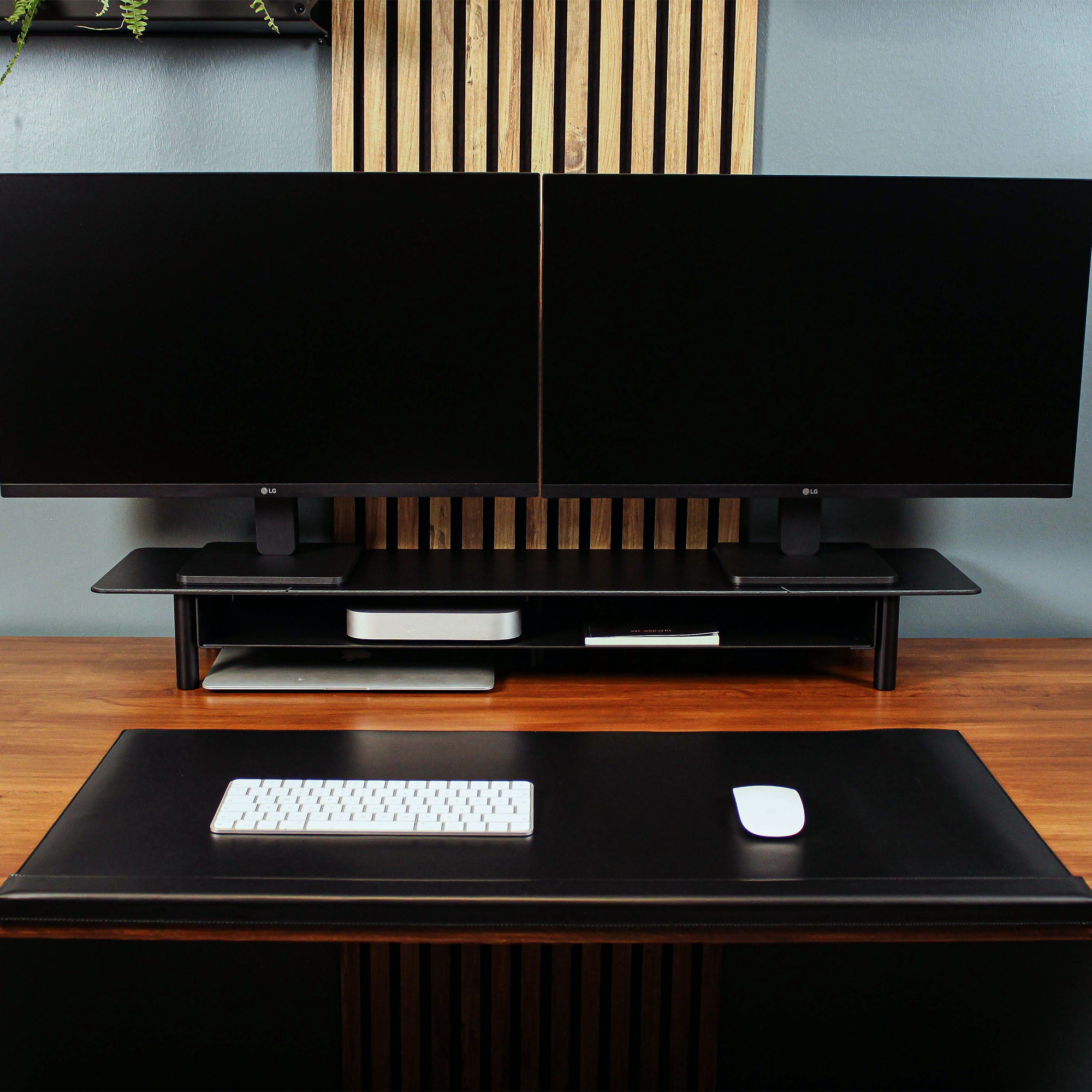 Black Desk Monitor Shelf Dual Monitor Stand