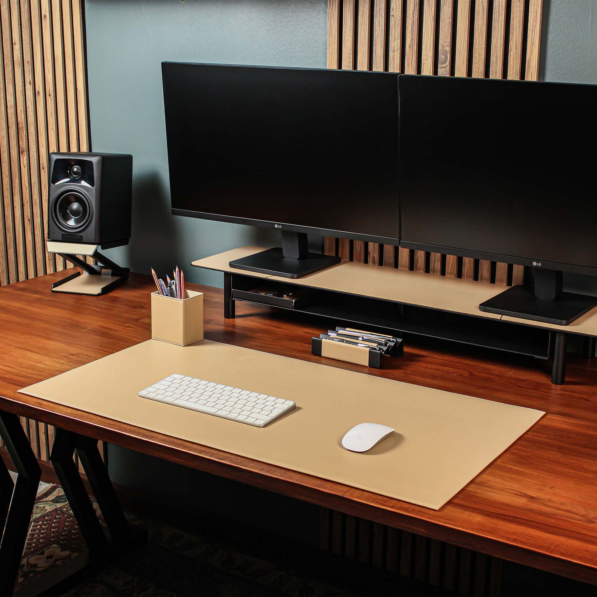 Large Leather desk mat on the desk
