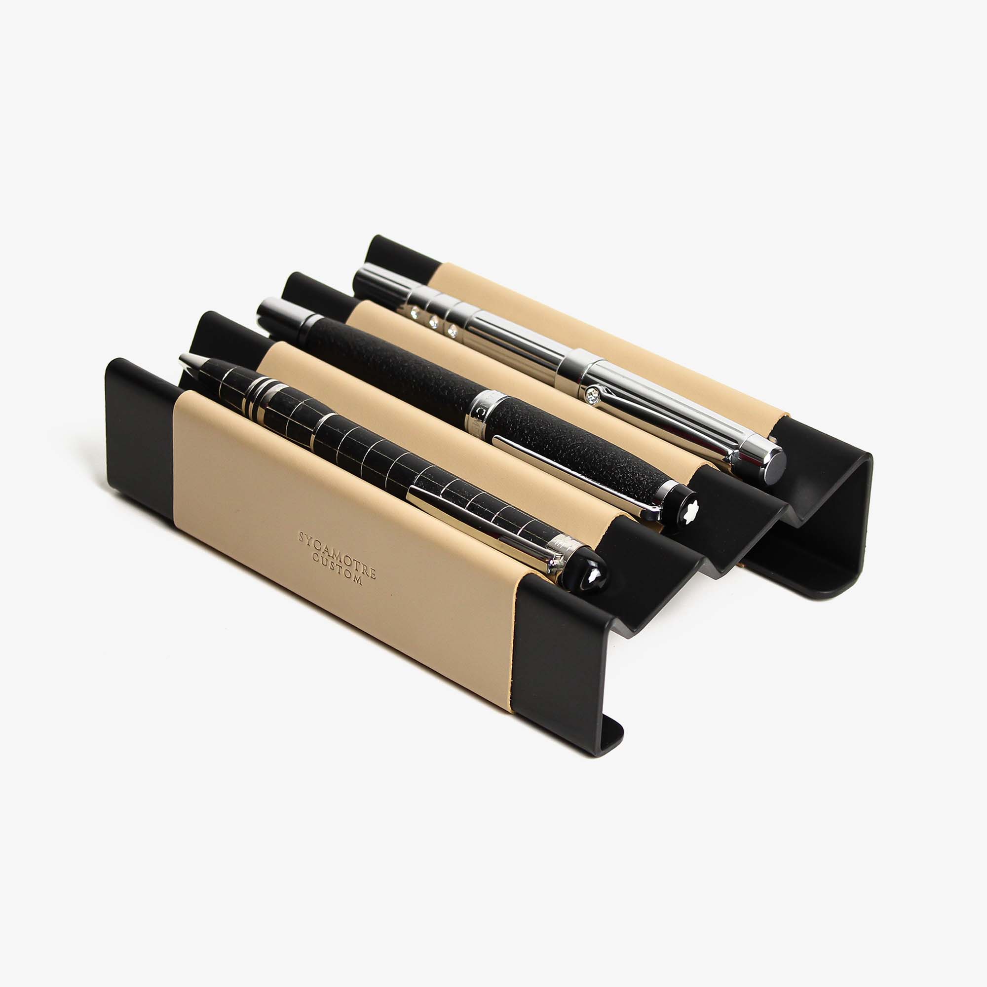 Side angle showing the depth and detail of the latte pen tray