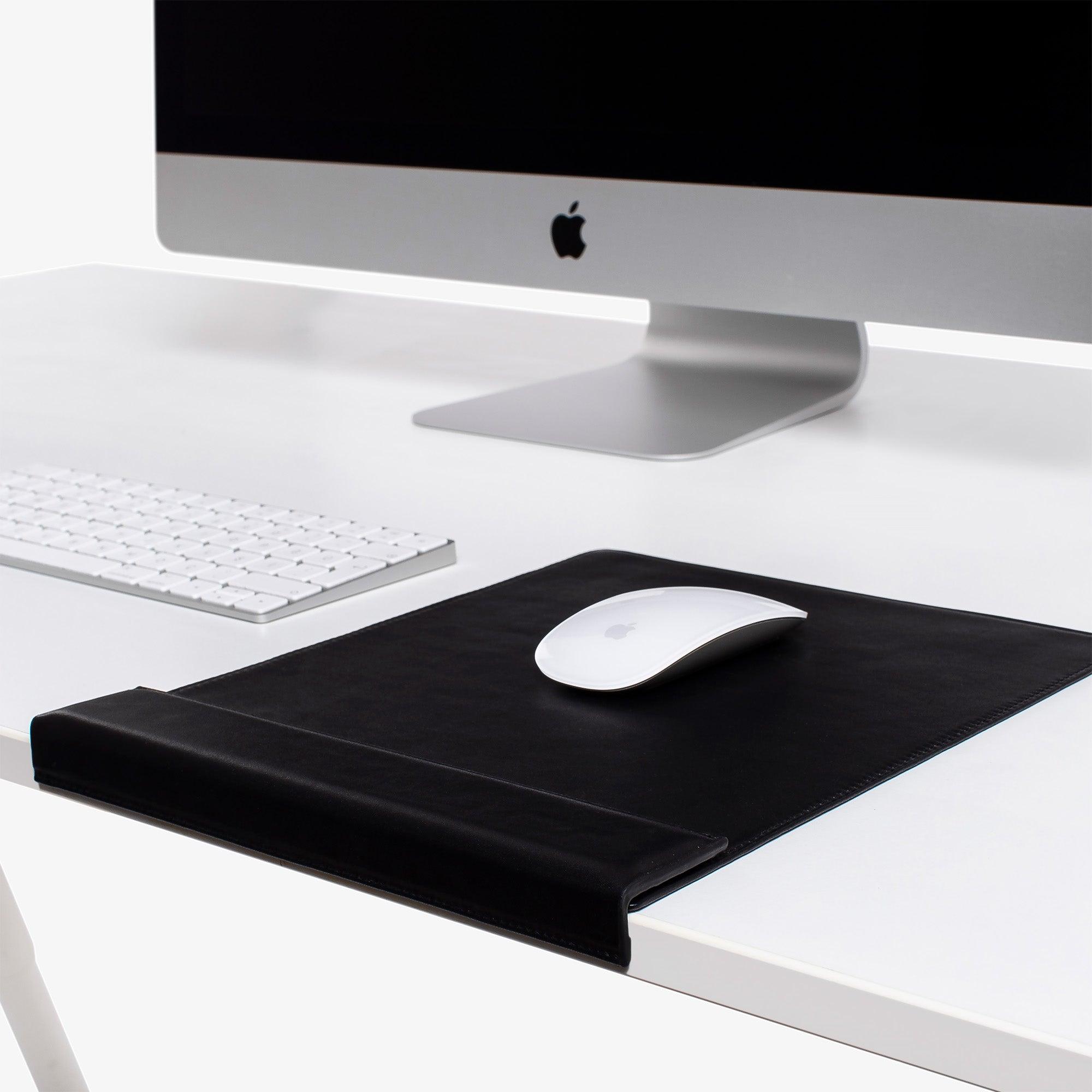 black large leather desk mat