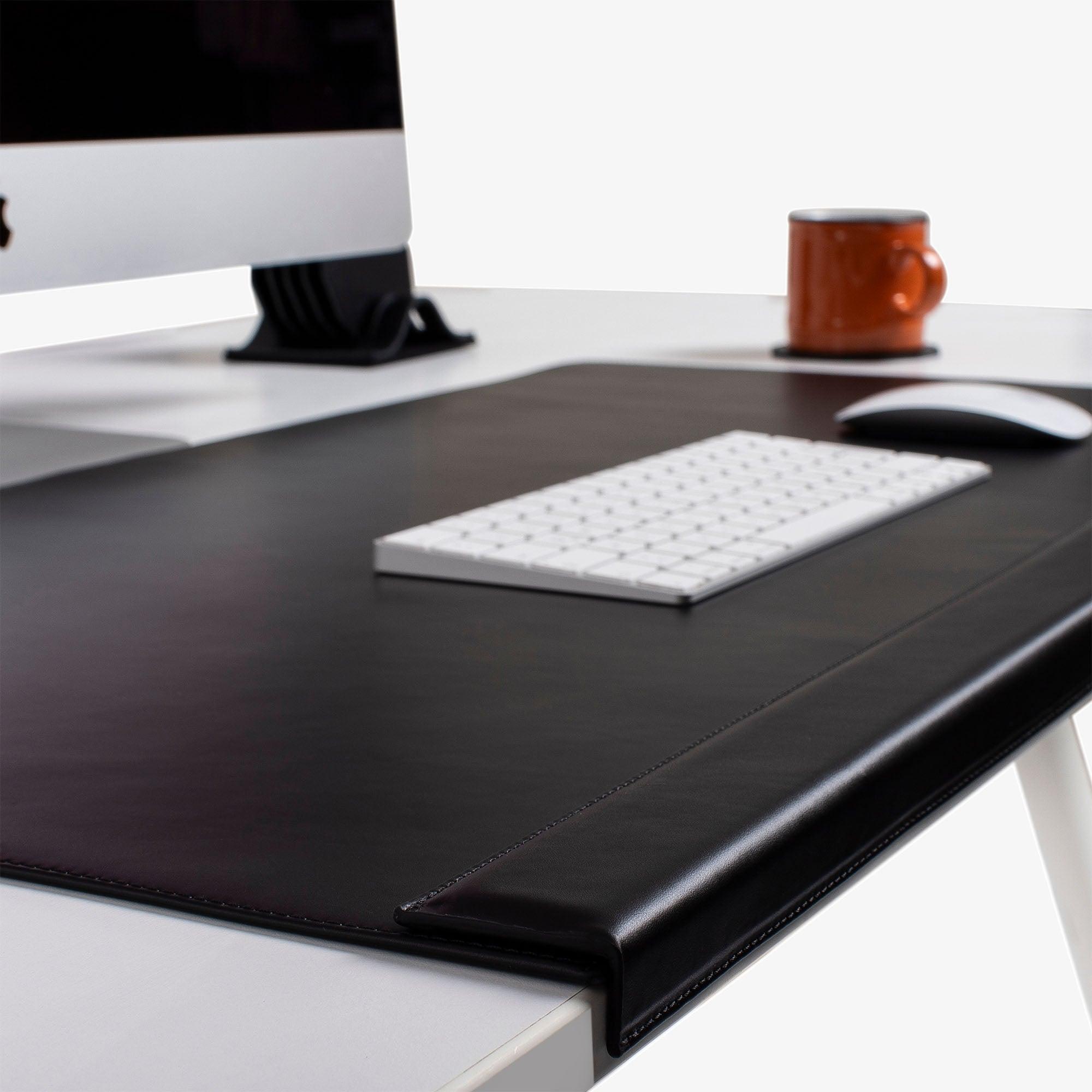 black real leather desk blotter