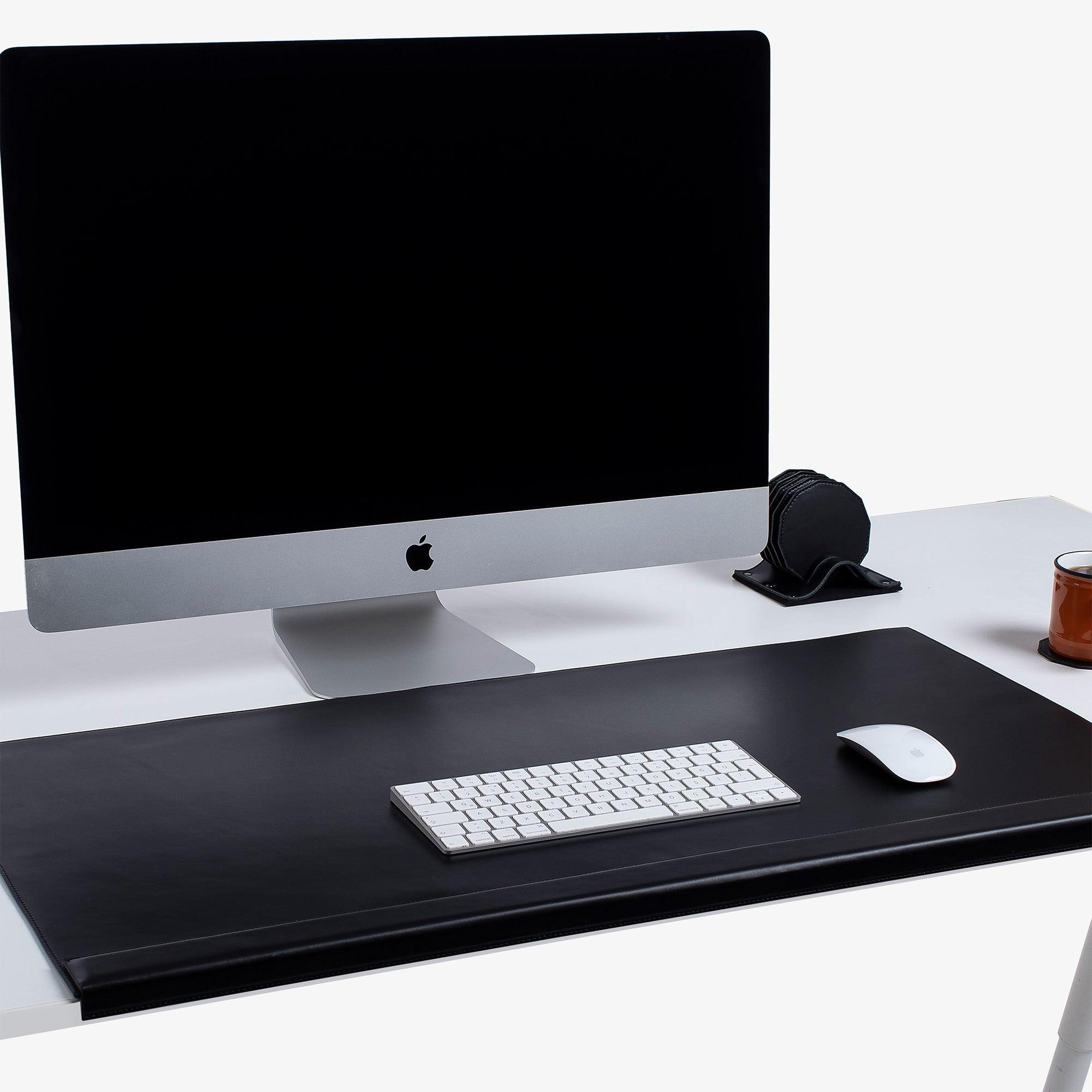 black leather desk mat
