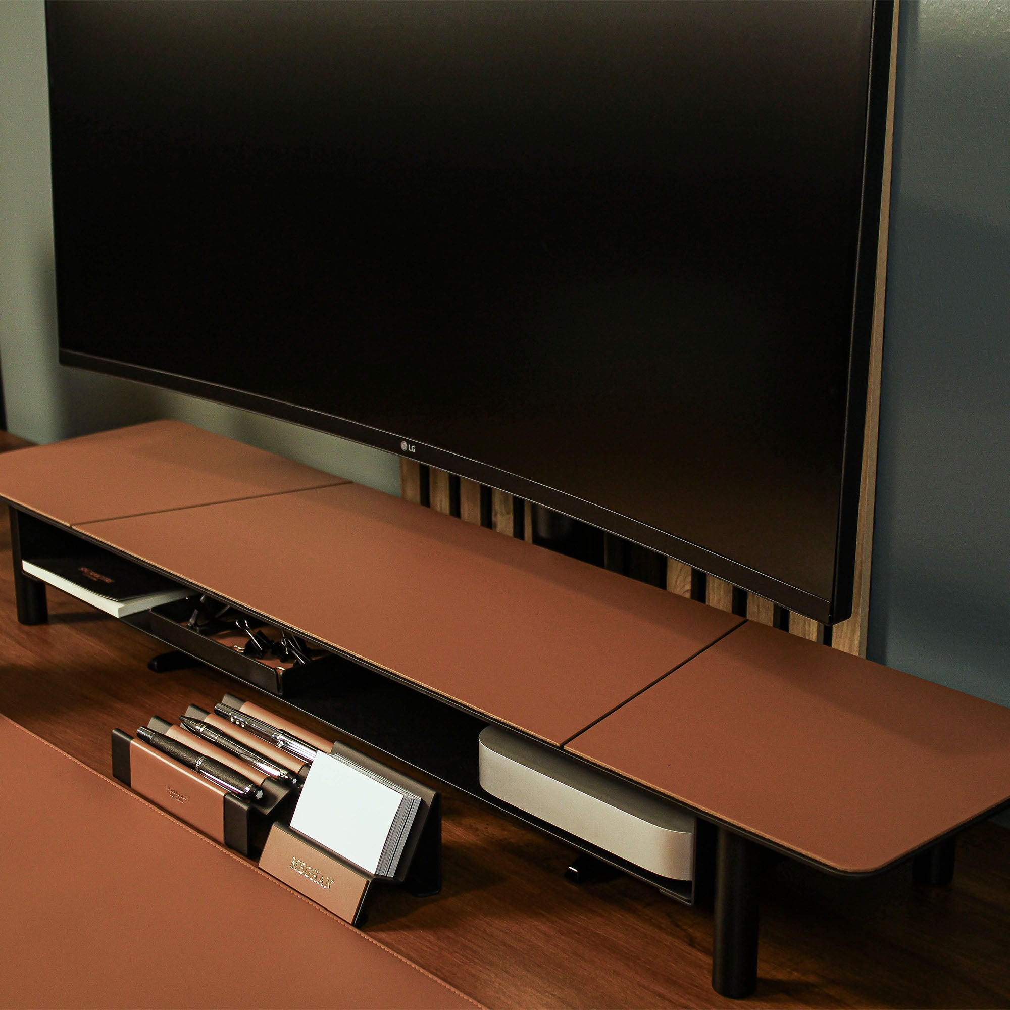 Dual Monitor Stand office desk shelf organizer