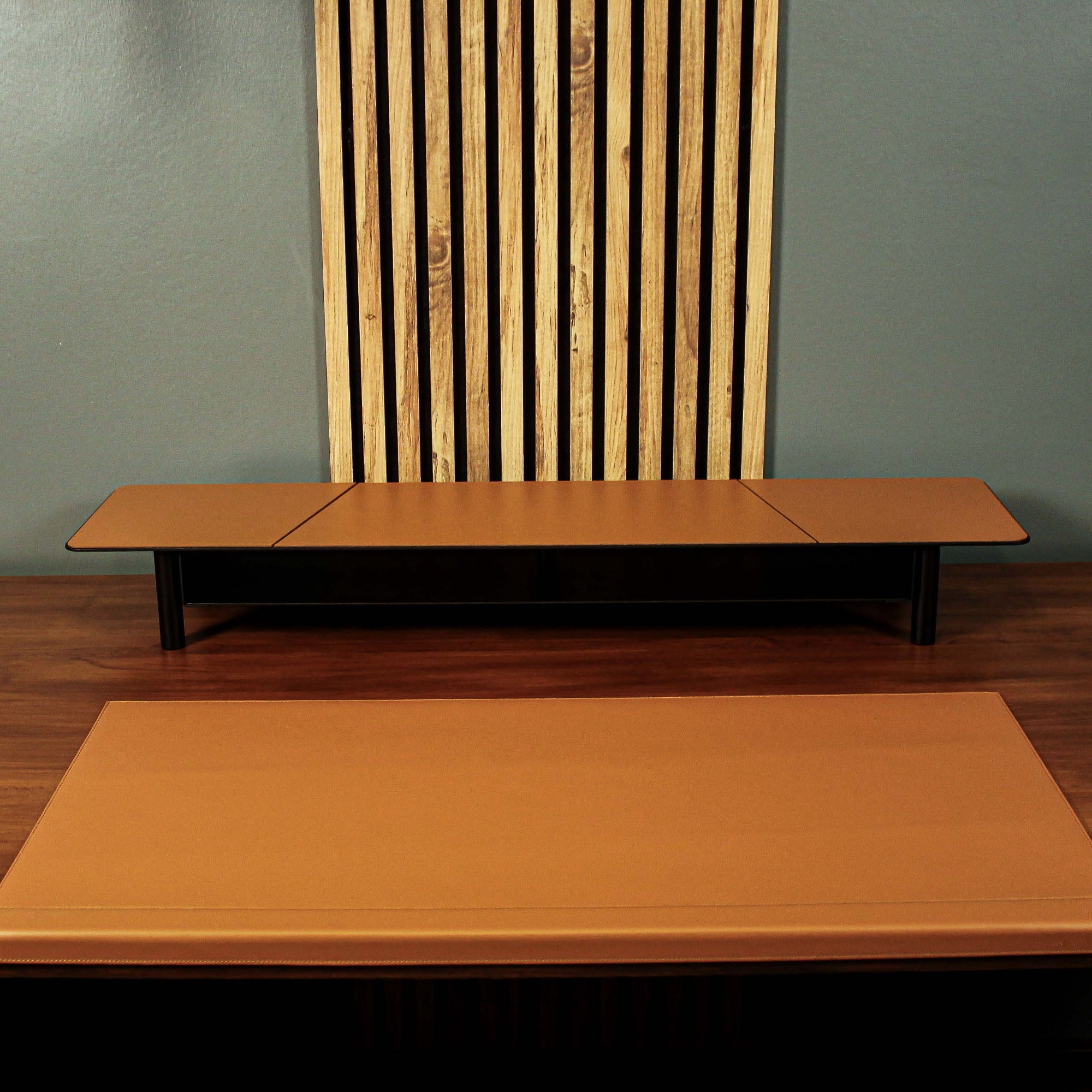 Brown Metal Monitor Stand office desk shelf organizer