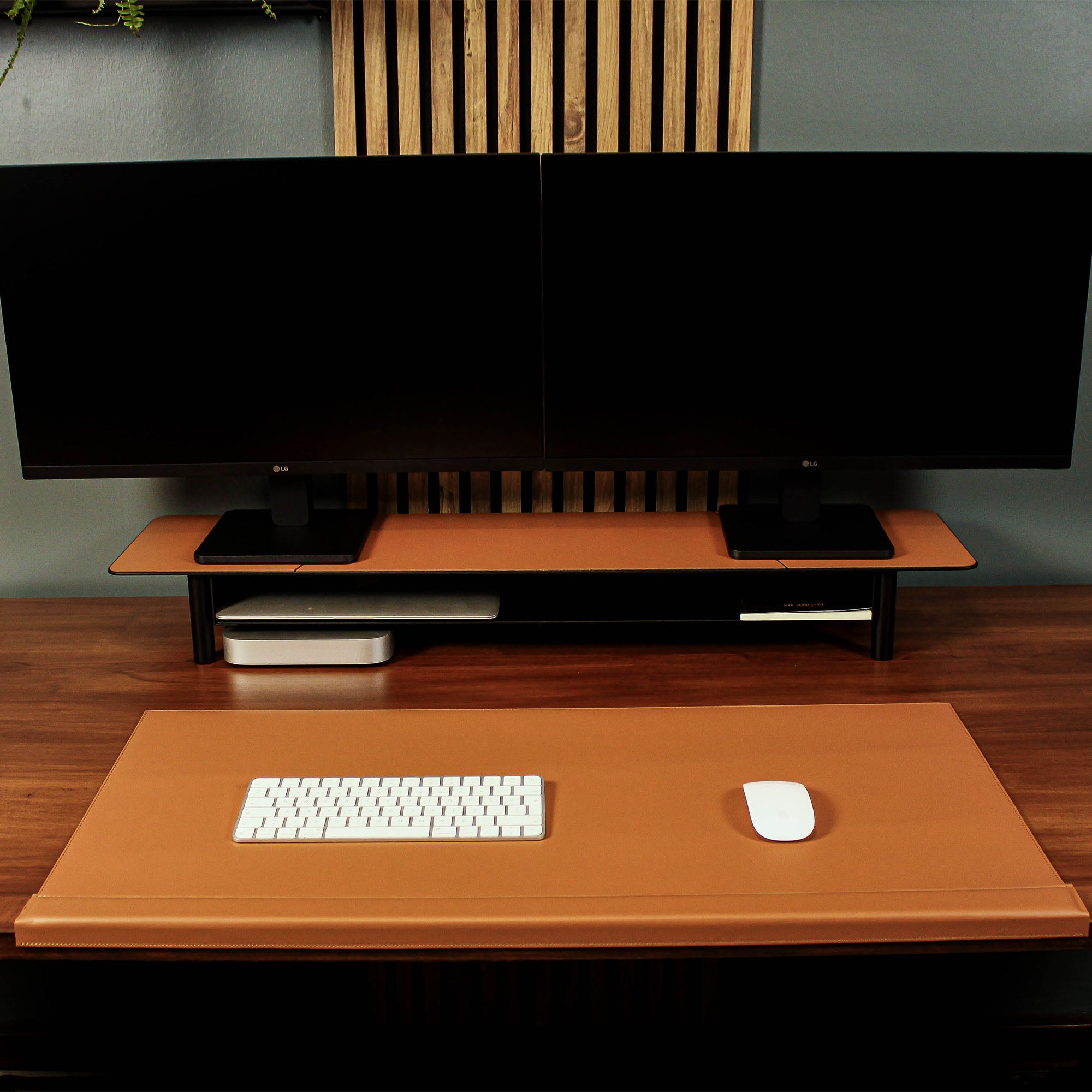 Brown Metal Monitor Stand office desk shelf organizer