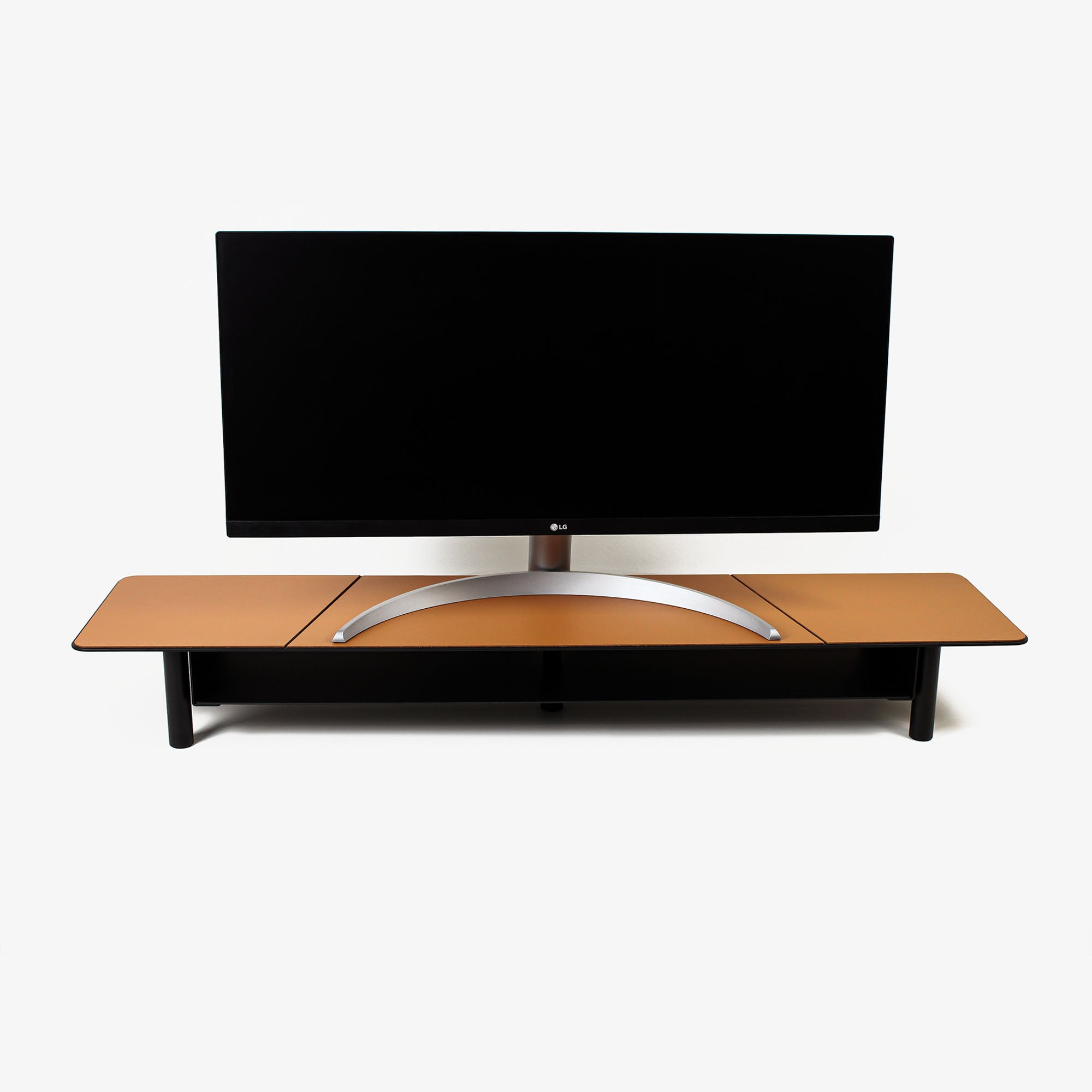 Brown Metal Monitor Stand office desk shelf organizer