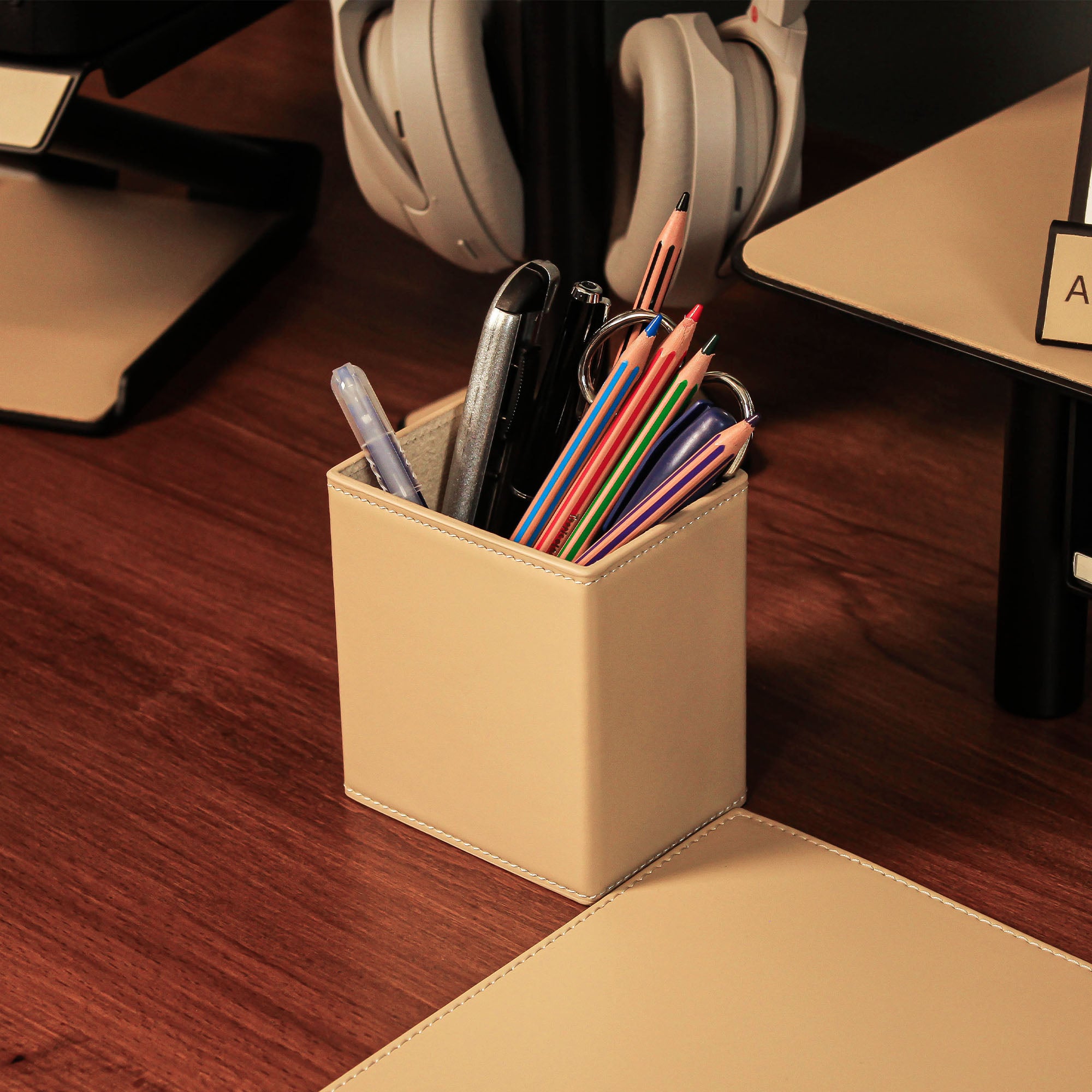 Premium Leather Pencil Cup Holder