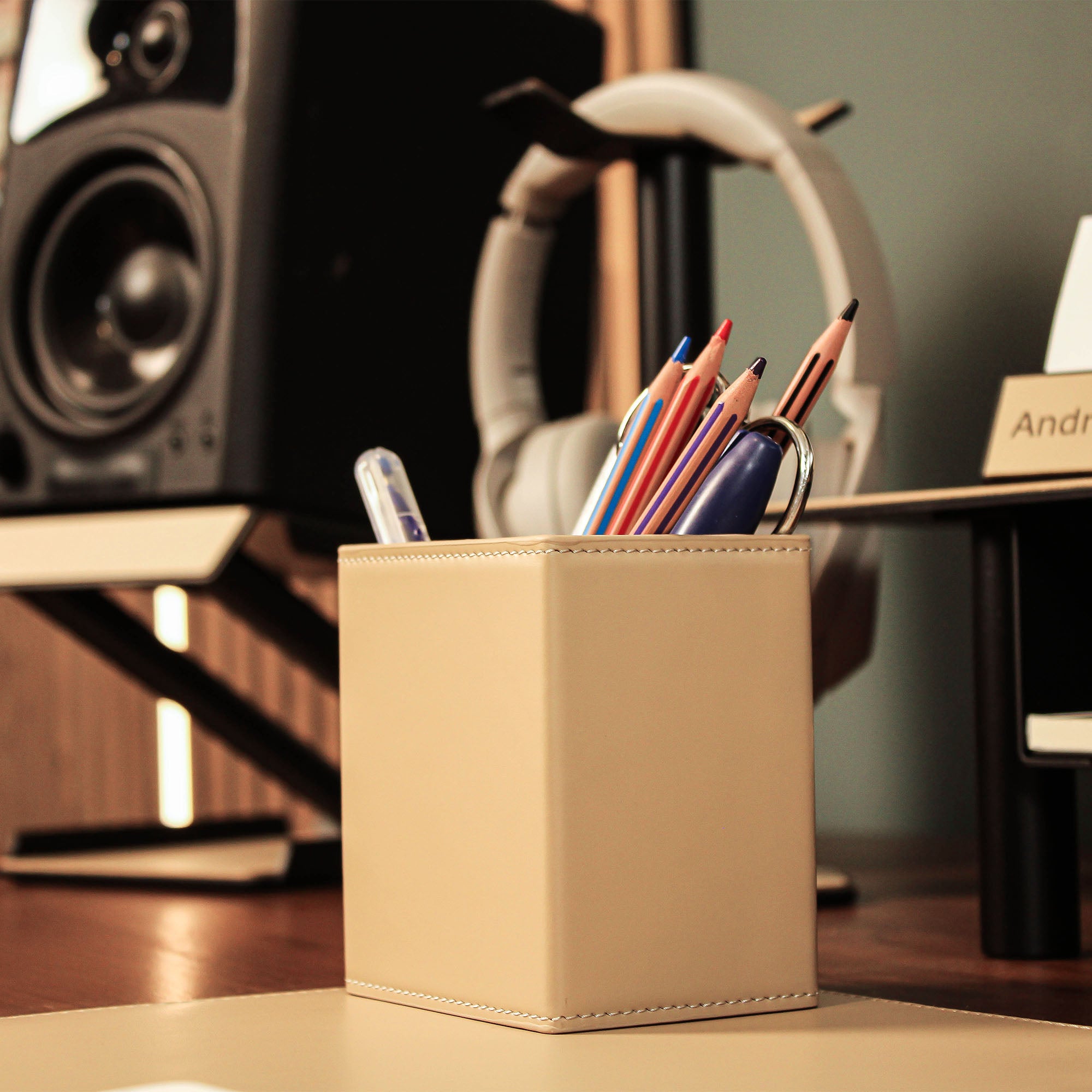 Premium Leather Pencil Cup Holder