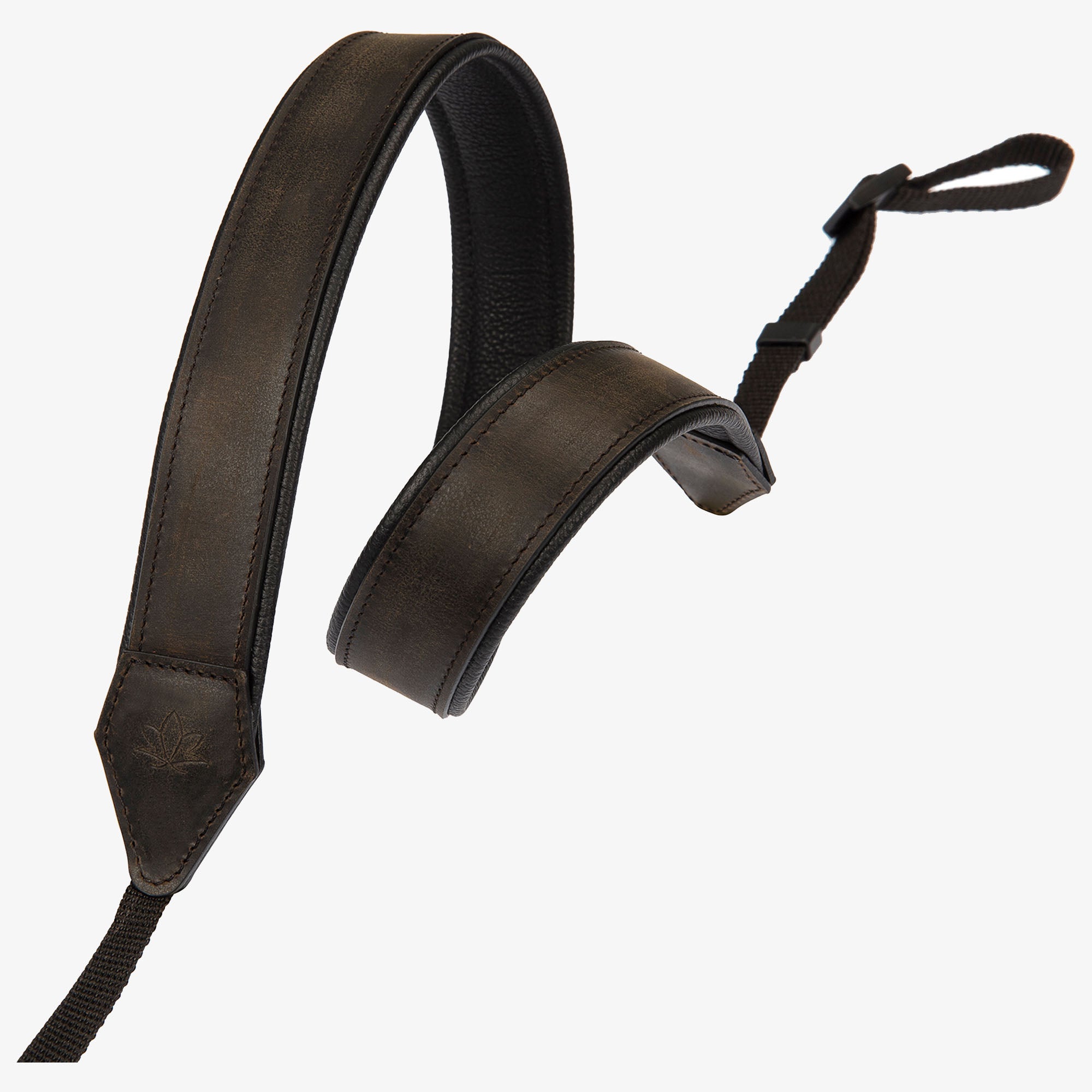 Green Personalized Leather Camera Strap With Comfortable padded and adjustable design