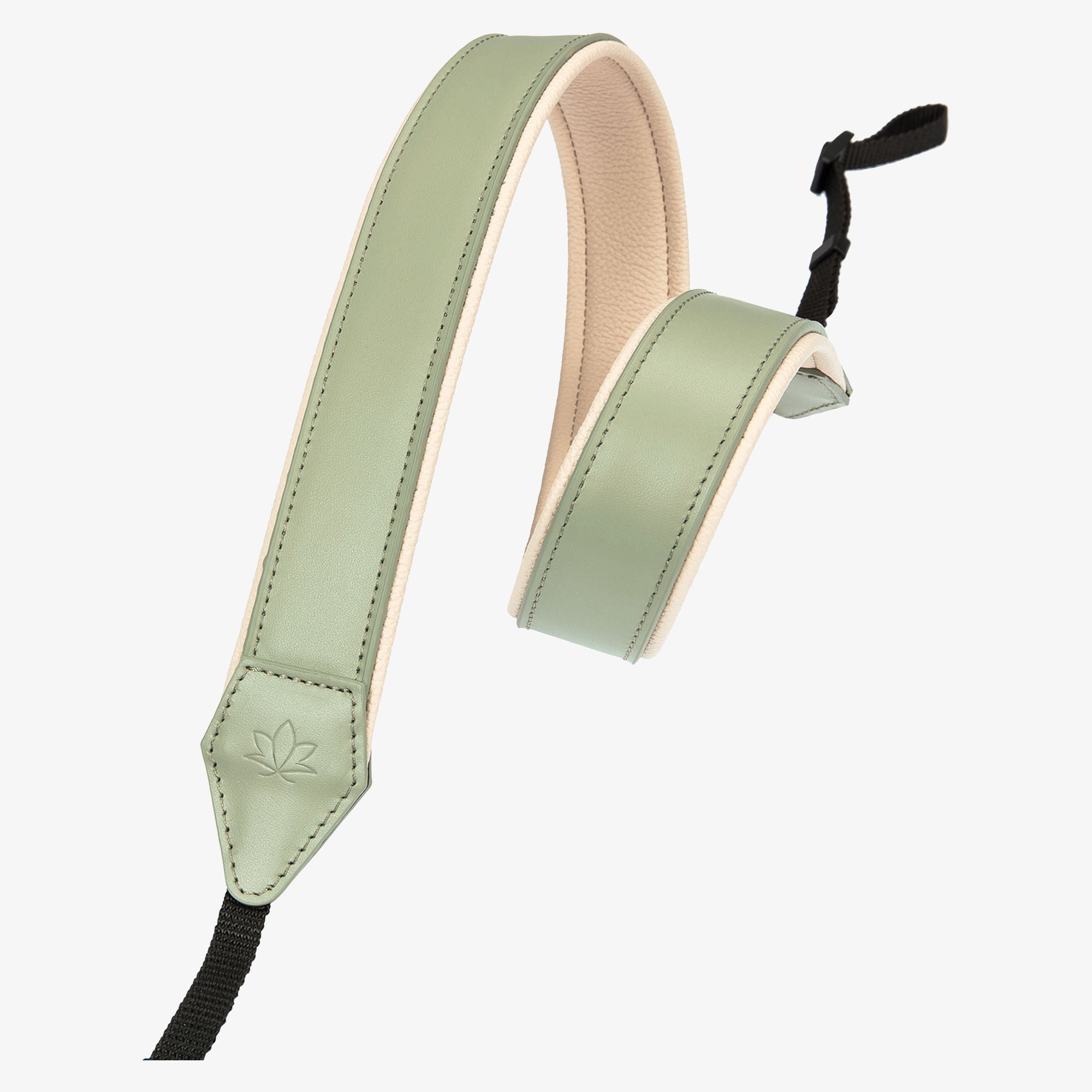 Green Personalized Leather Camera Strap With Comfortable padded and adjustable design