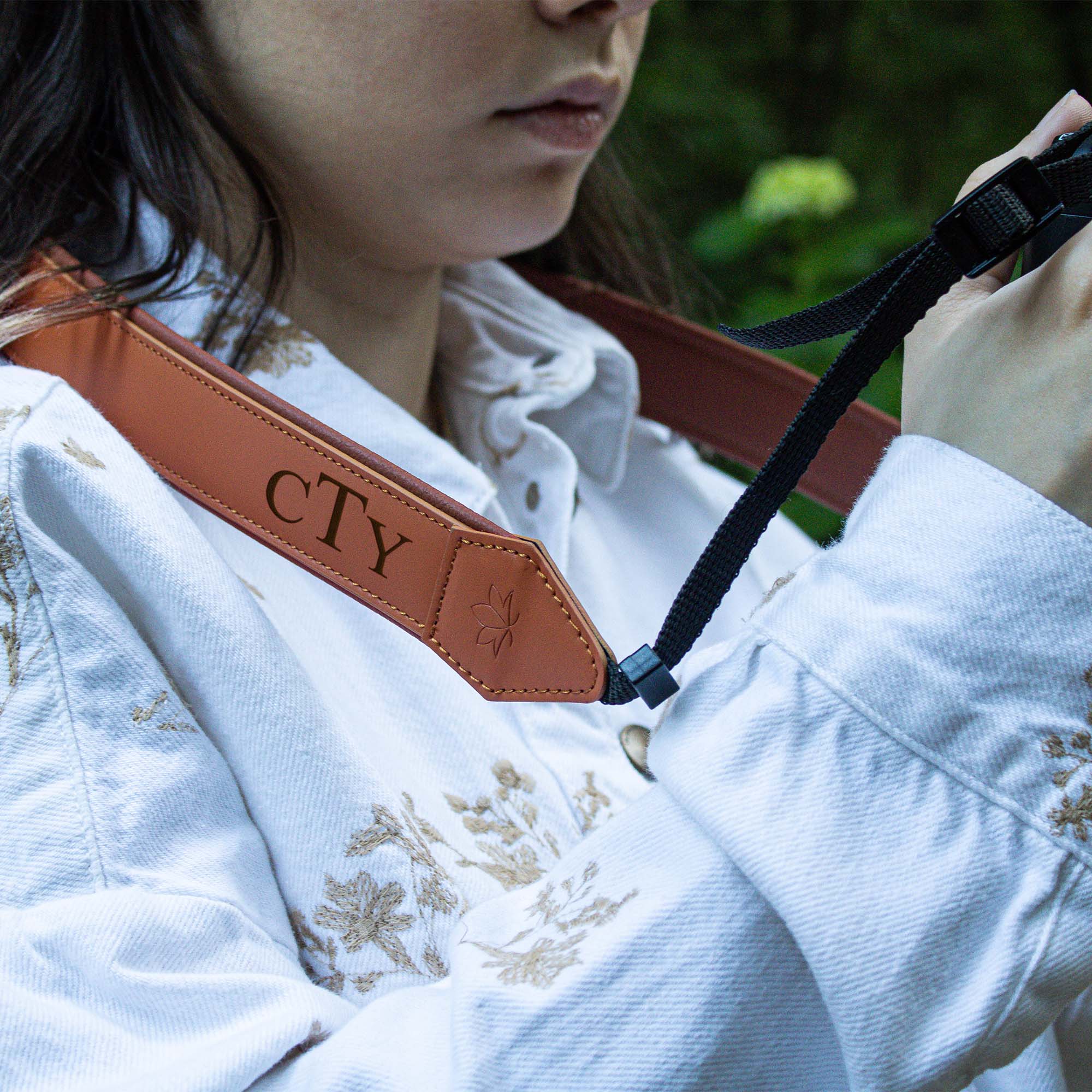 Brown Personalized Leather Camera Strap With Comfortable padded and adjustable design