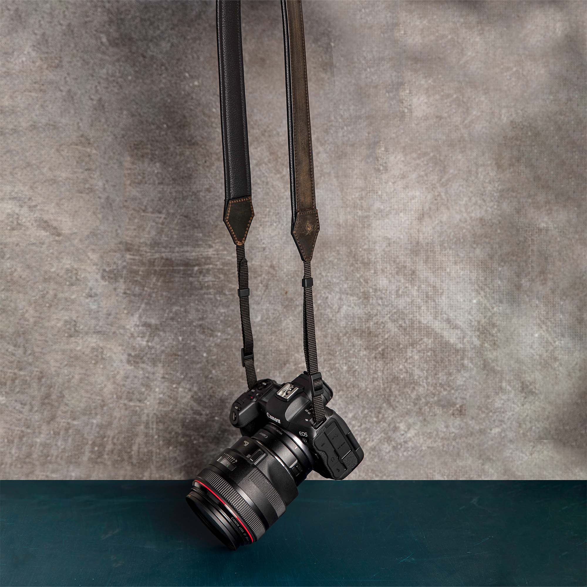 Green Personalized Leather Camera Strap With Comfortable padded and adjustable design