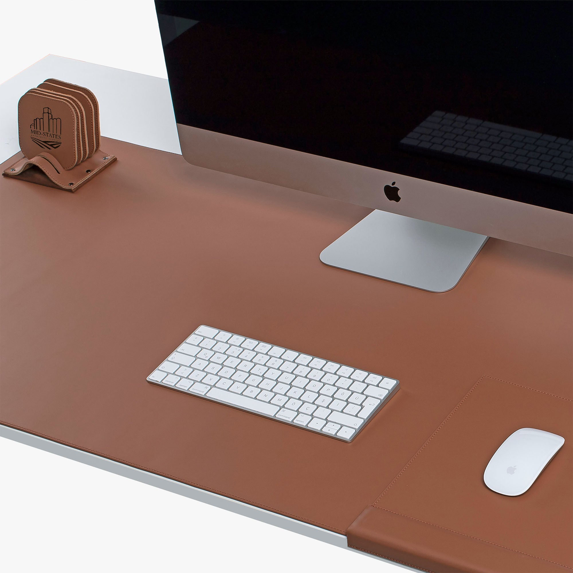 Borwn Leather desk mat customization