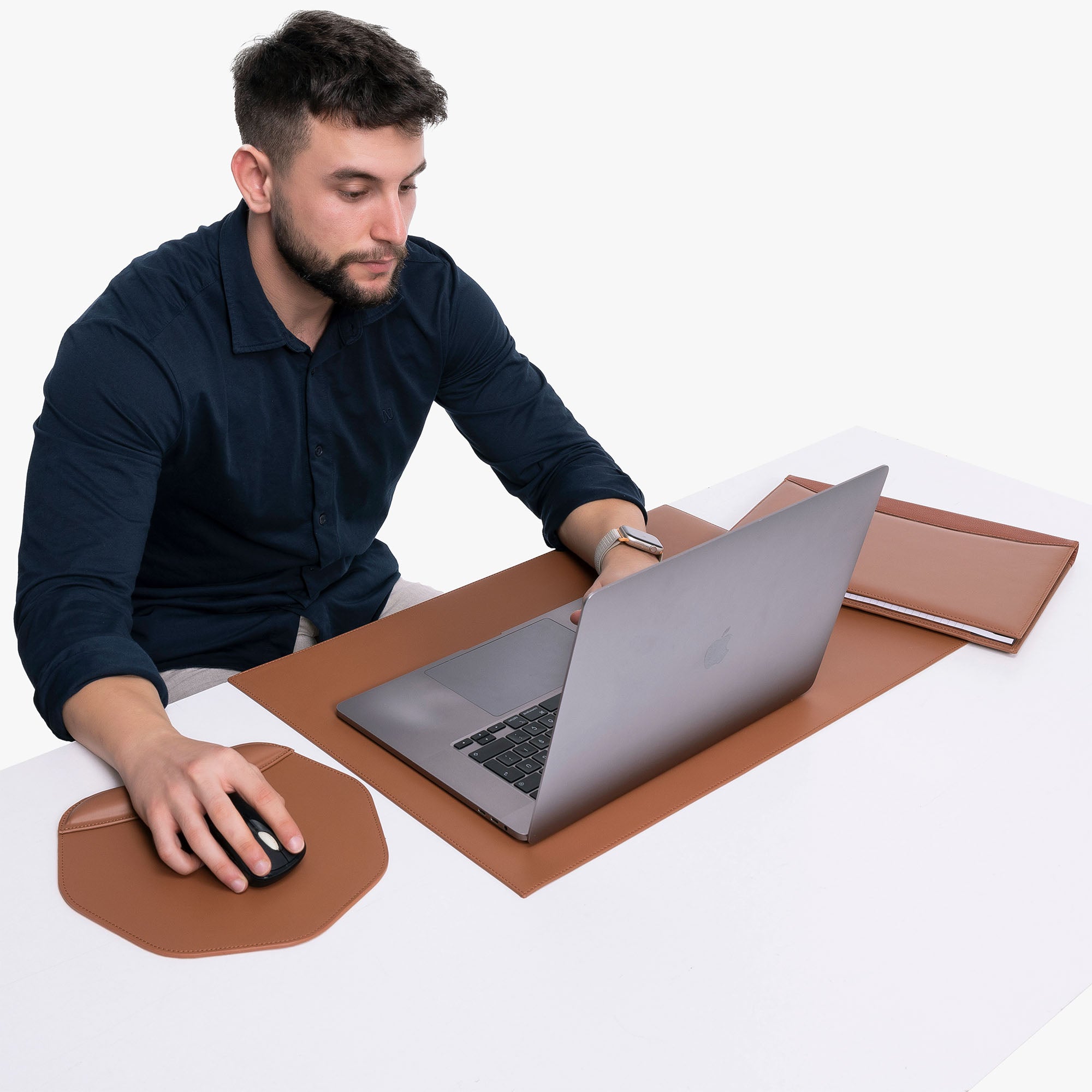 Borwn Leather desk mat customization