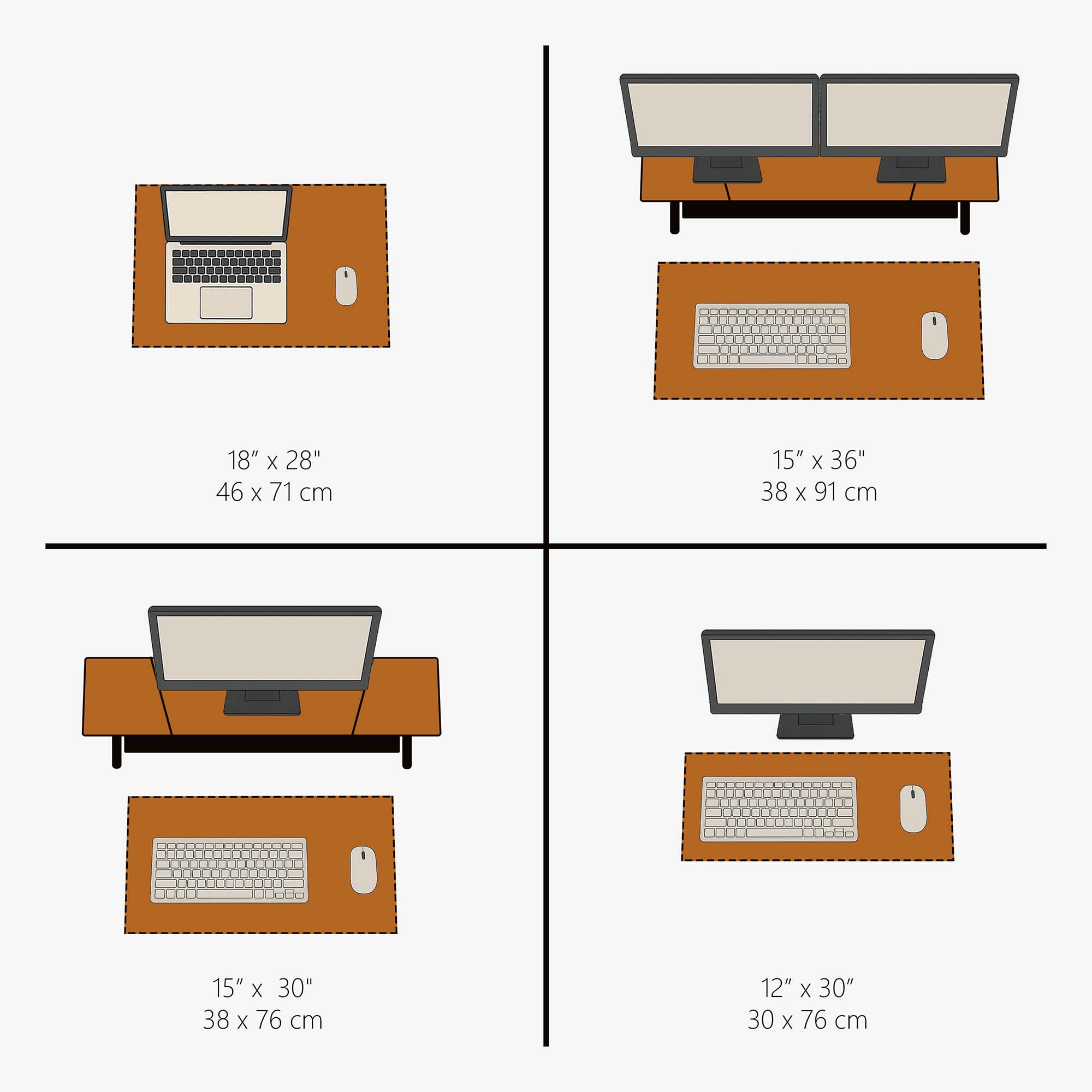 Leather desk mat size guide