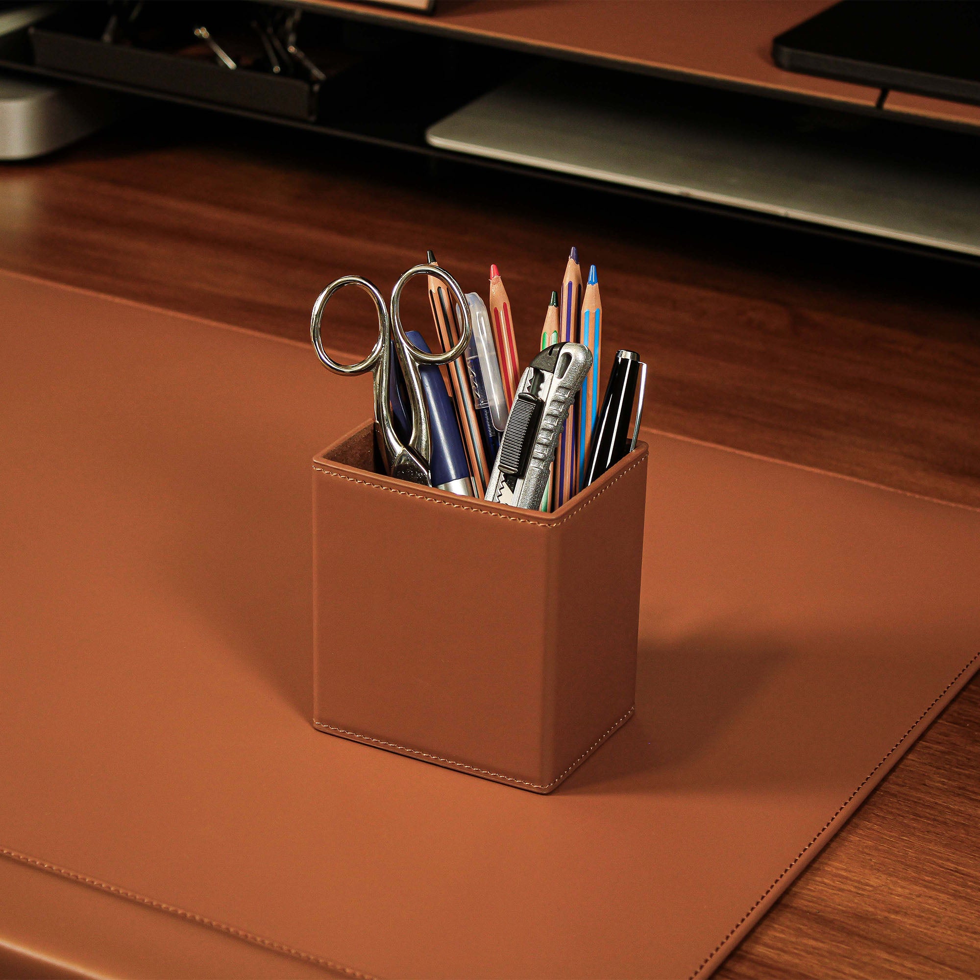 Luxury Leather Pencil Cup Holder