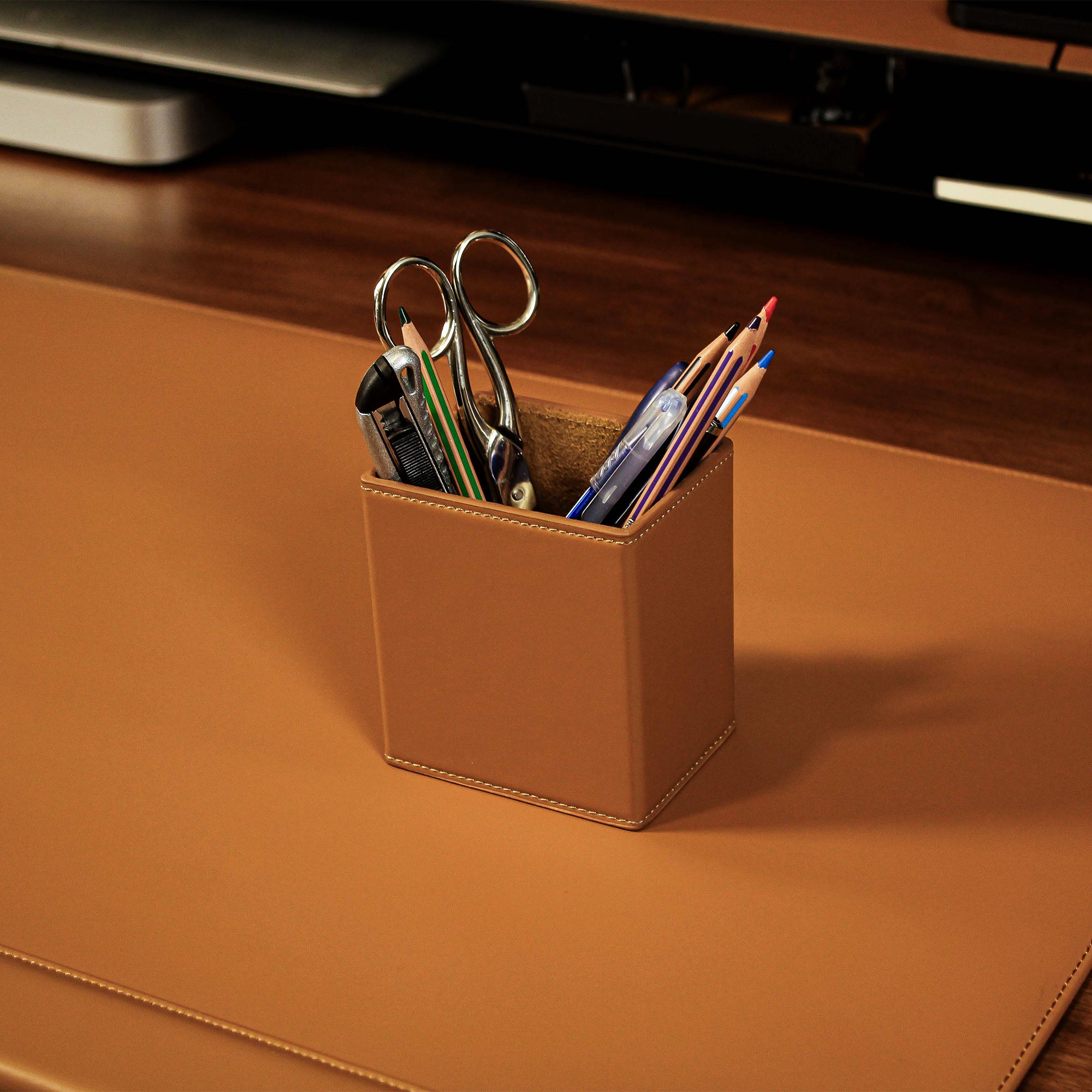 Luxury Leather Pencil Cup Holder