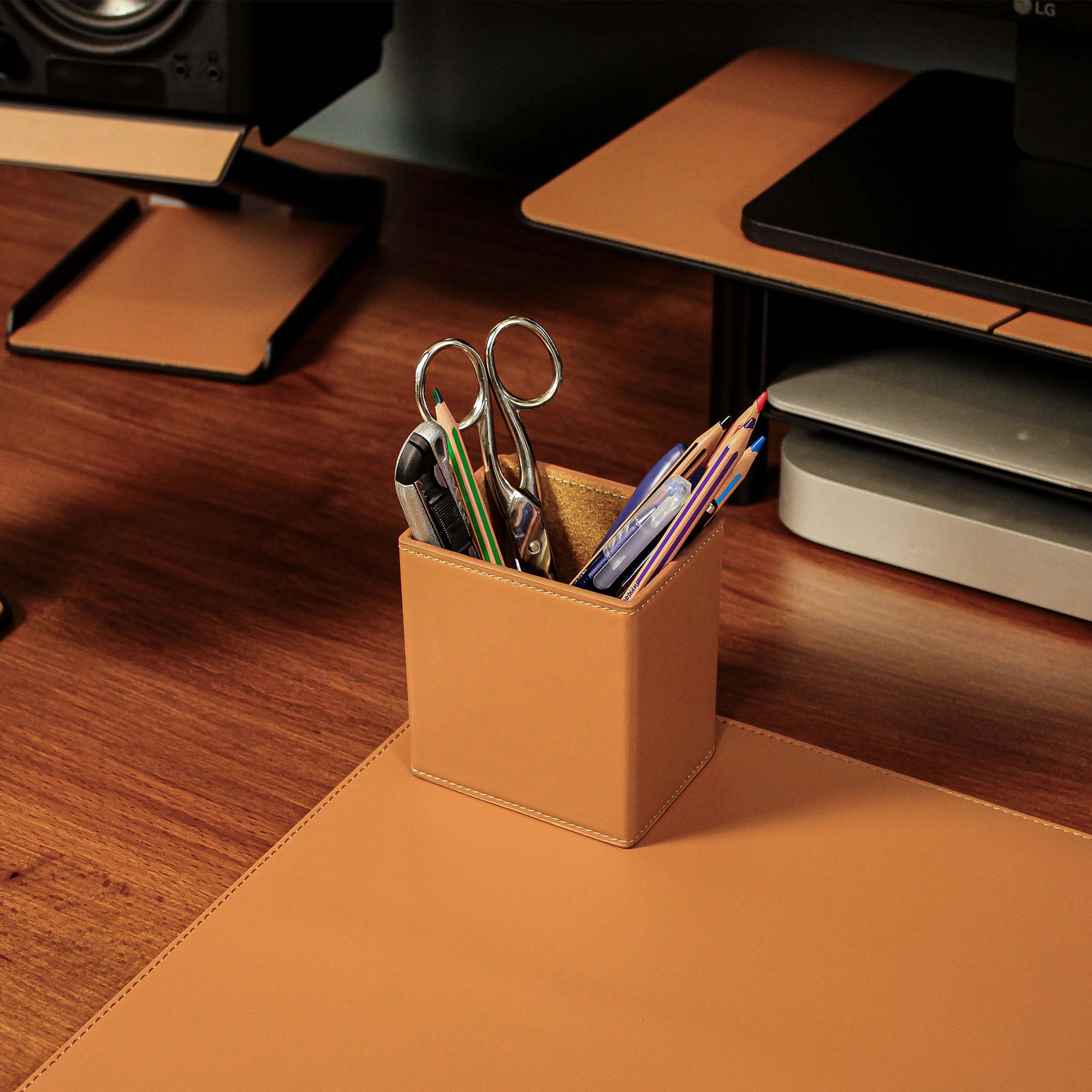 Luxury Leather Pencil Cup Holder