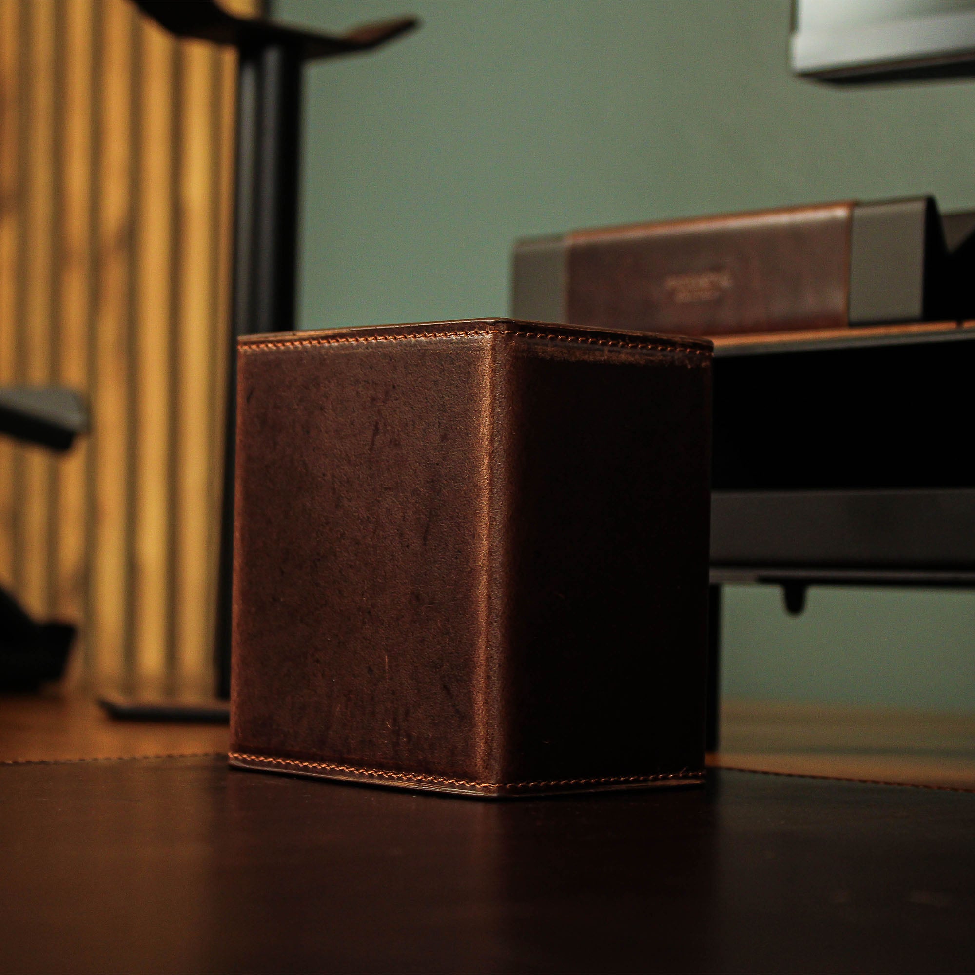 Real Leather Pencil Cup Holder