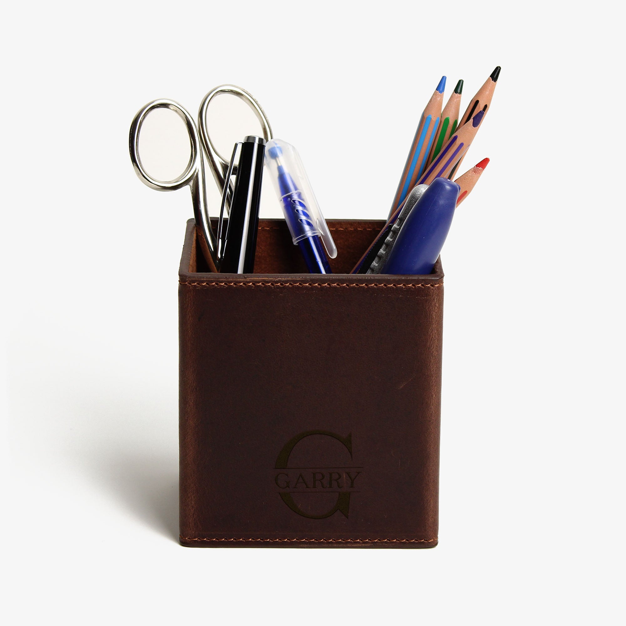 Real Leather Pencil Cup Holder