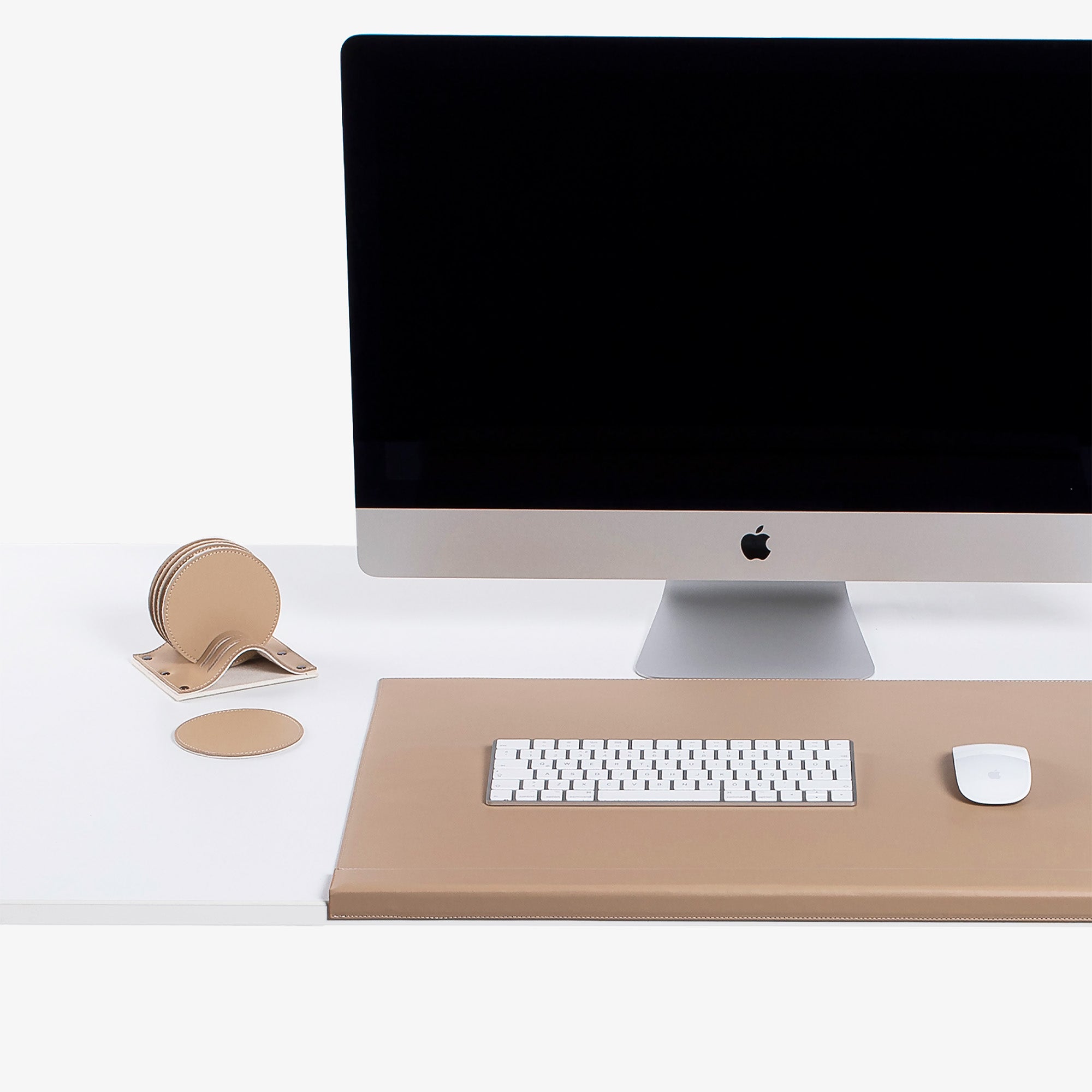 Personalized natural Leather 6 pieces coaster set custom logo for home office