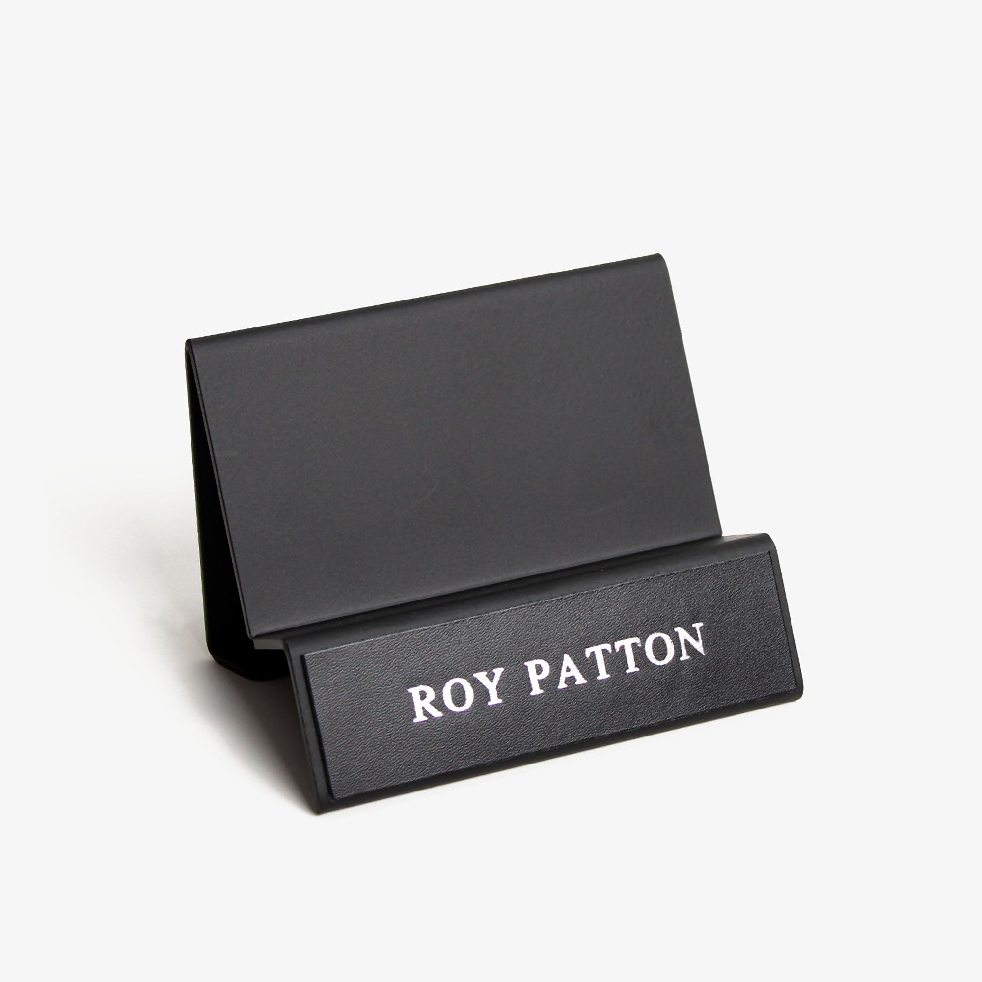 Black Business Card Holder with leather overlay #color_black