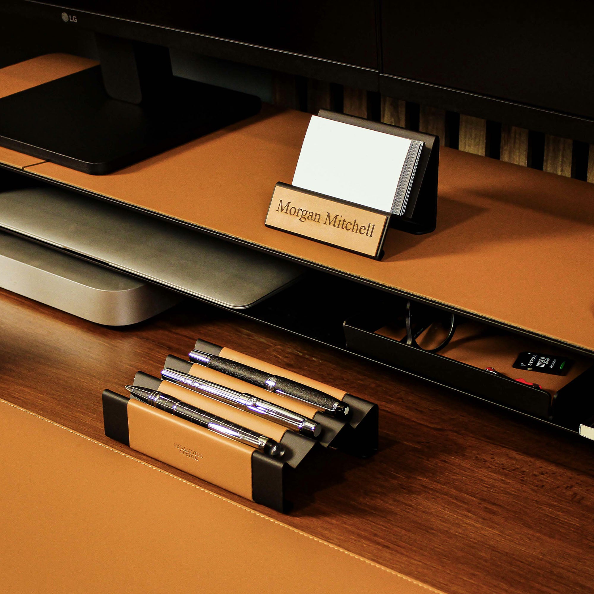 Luxury Business Card Holder with leather overlay