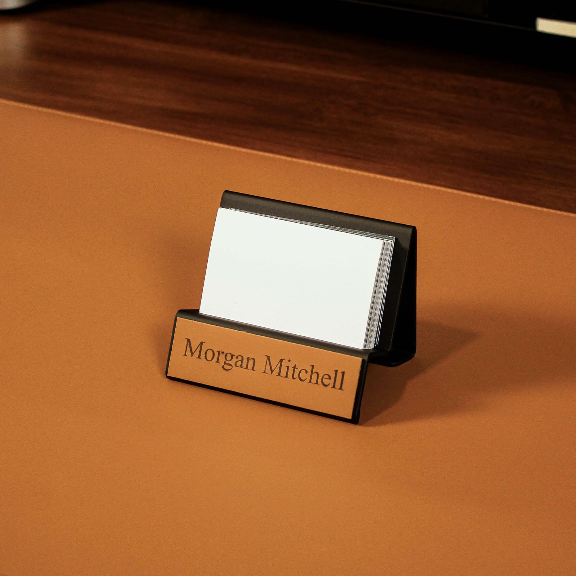 Luxury Business Card Holder with leather overlay