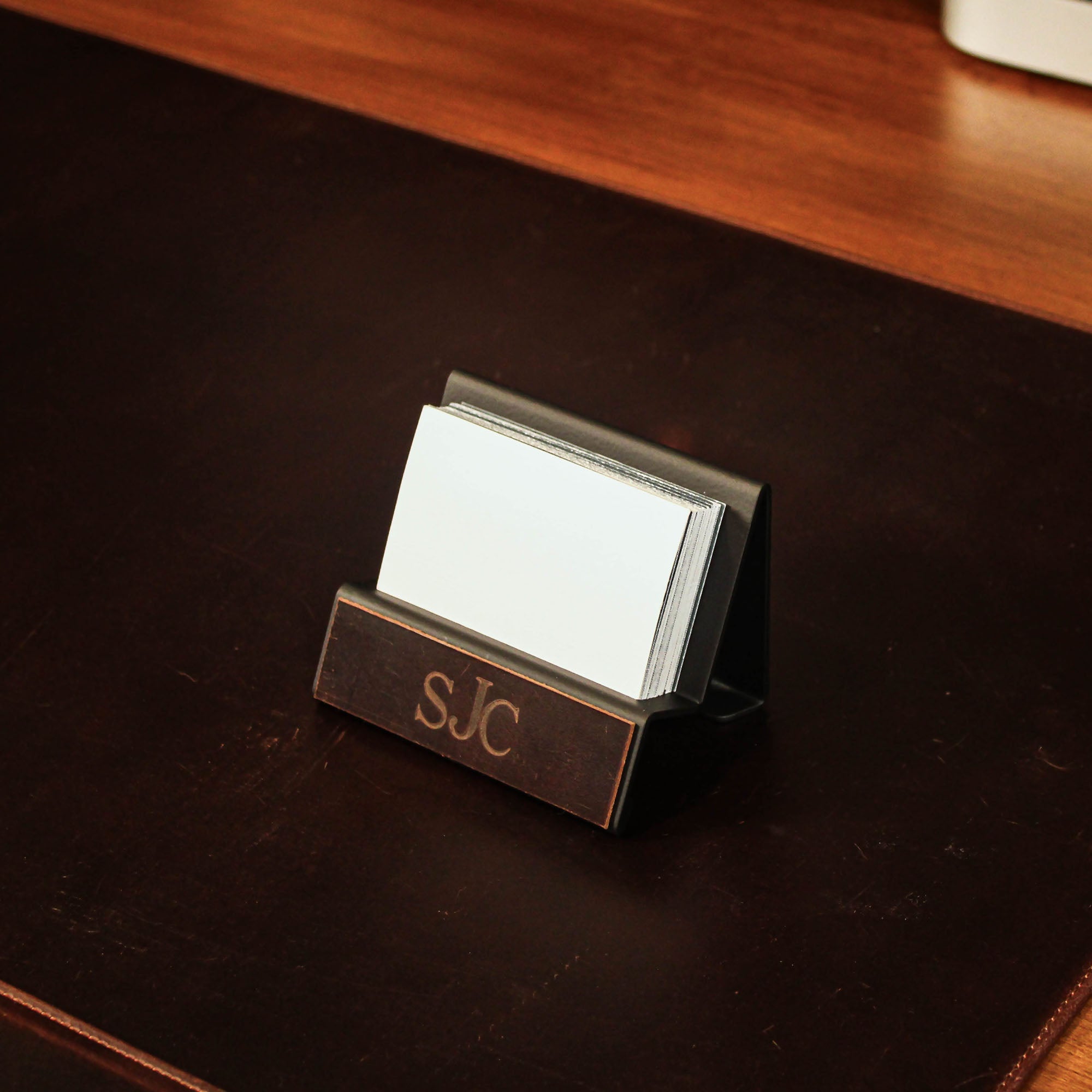 Luxury Business Card Holder with leather overlay