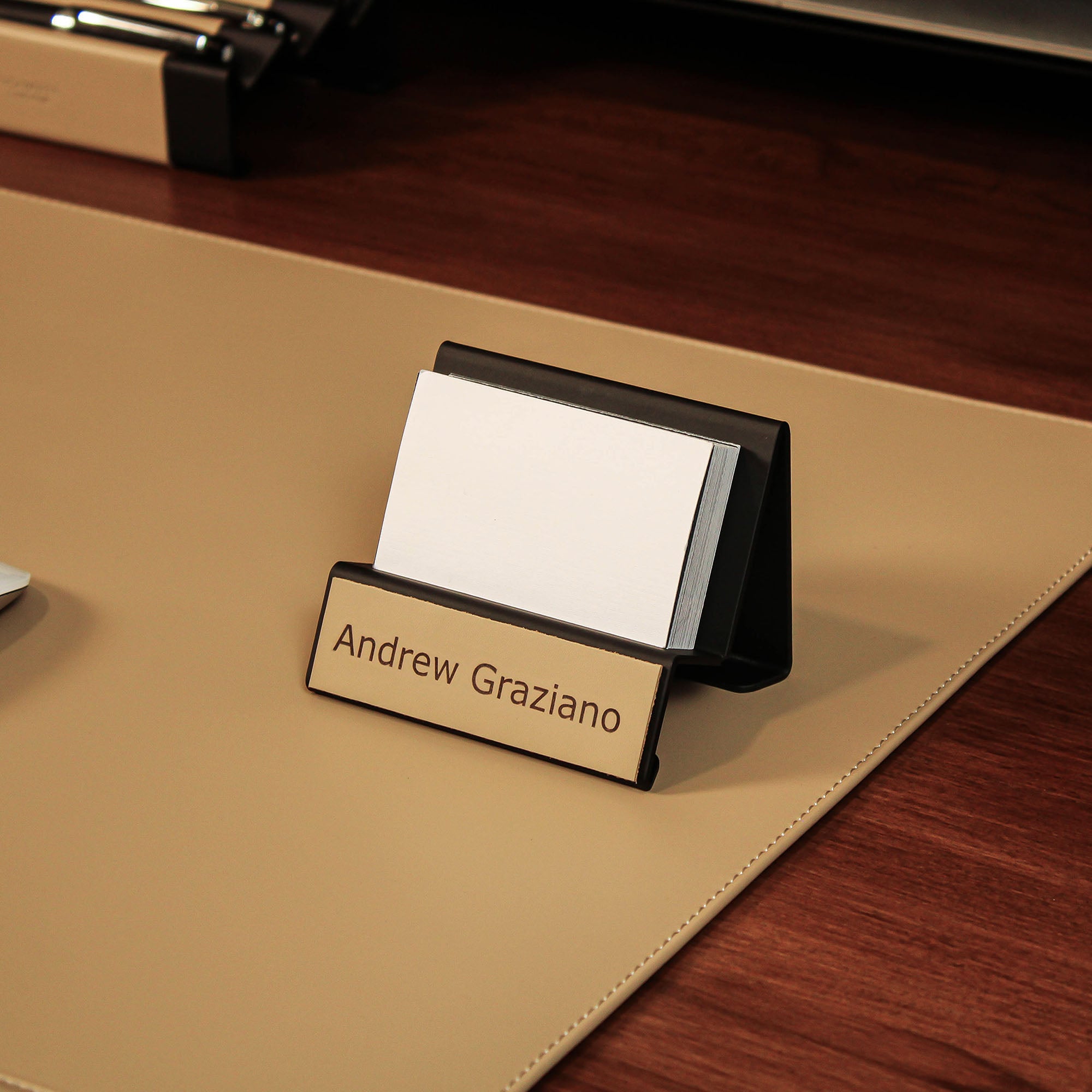 Luxury Business Card Holder with leather overlay