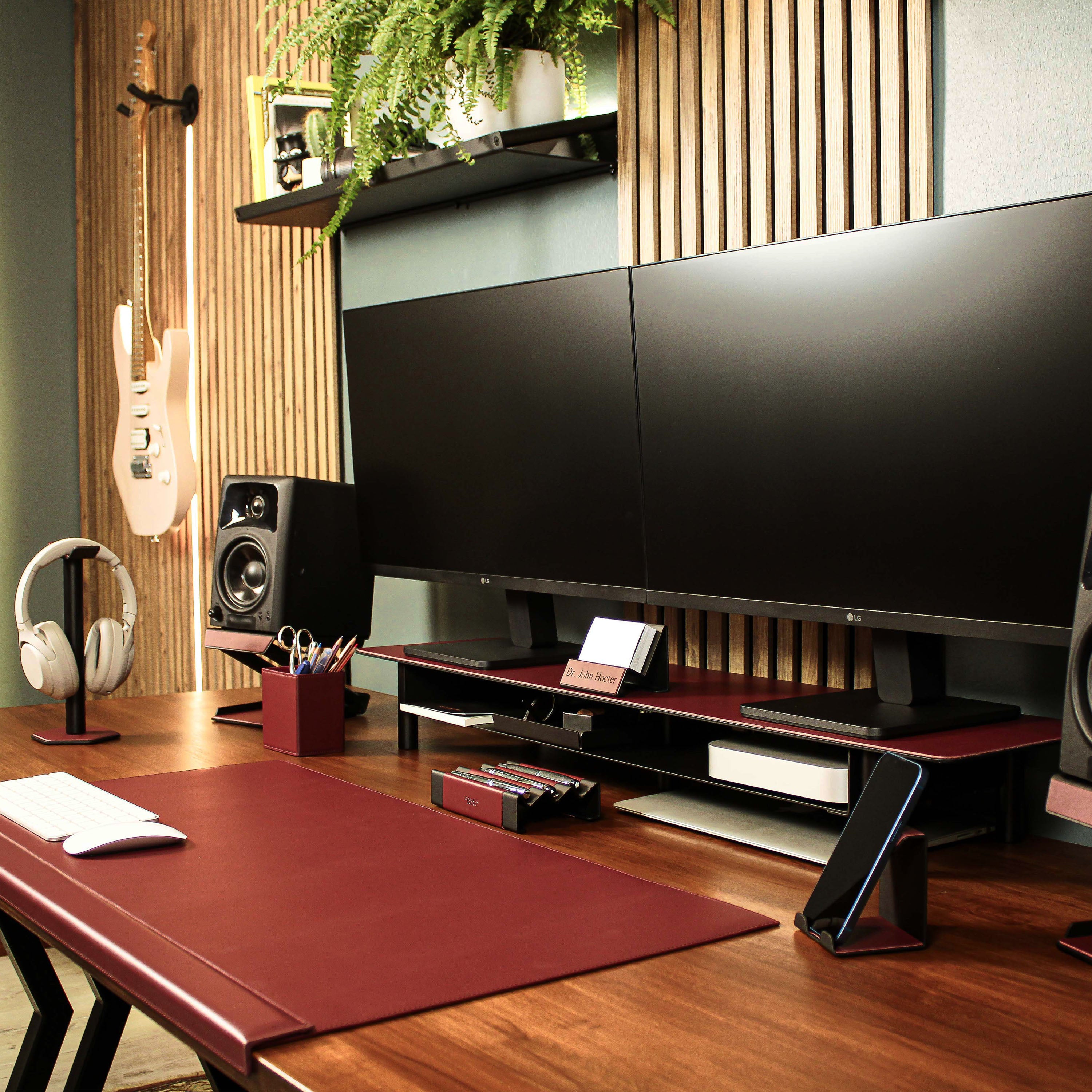 Office Business Card Holder with leather overlay