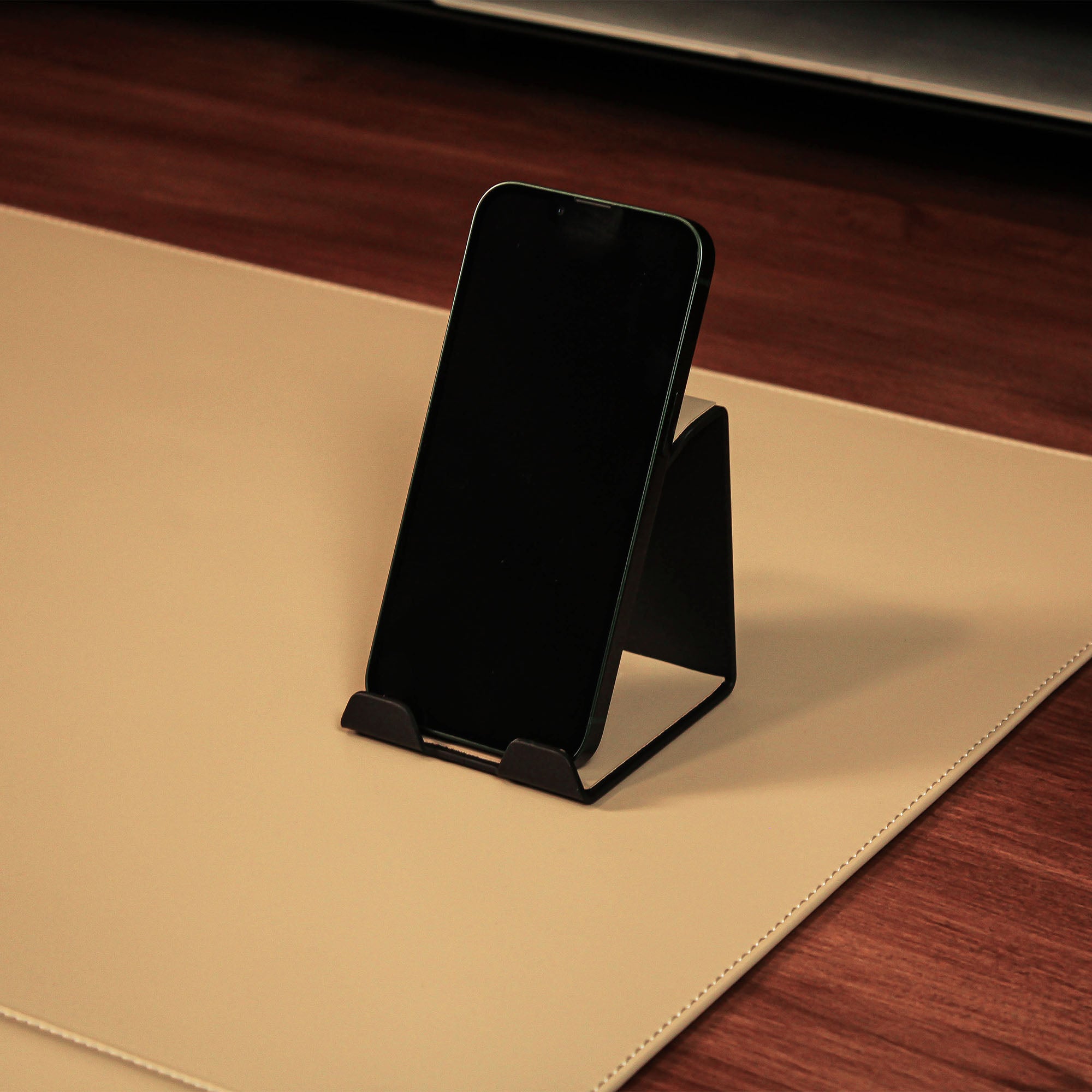 Premium Mobile Phone Stand with leather overlay