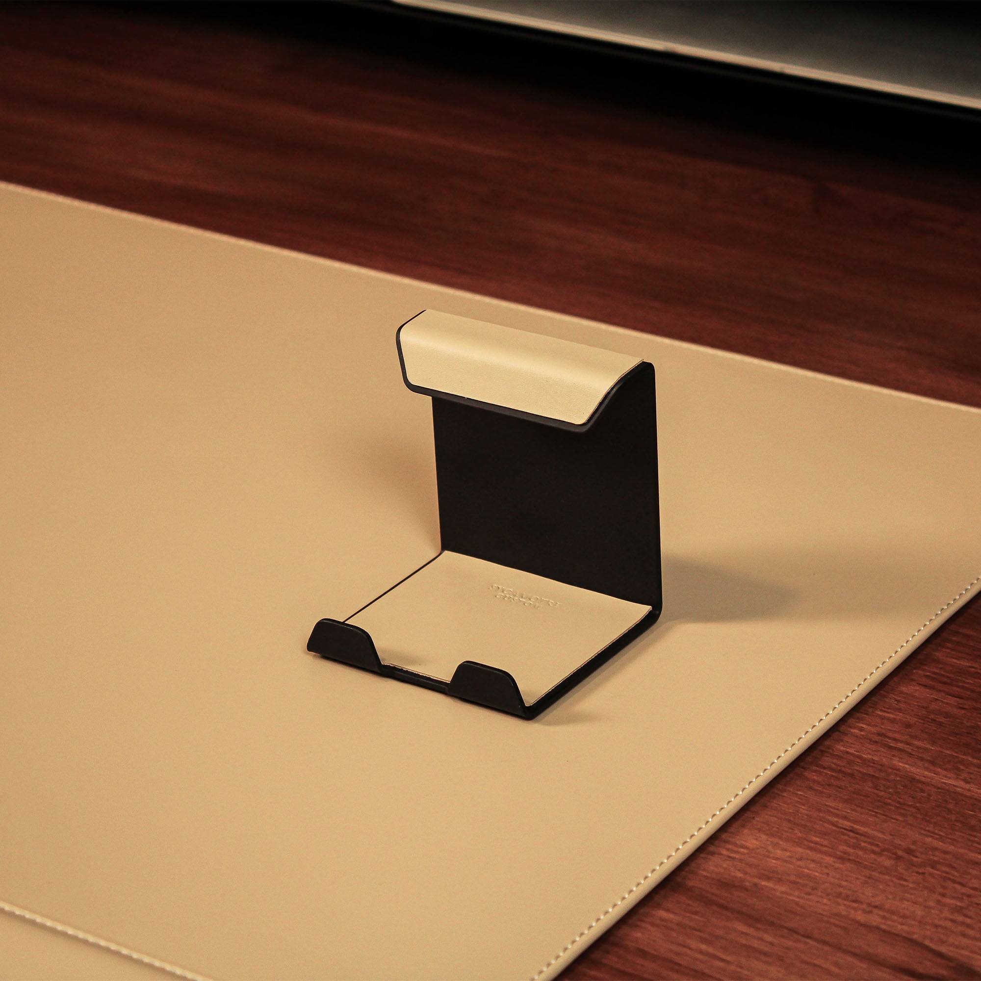 Premium Mobile Phone Stand with leather overlay