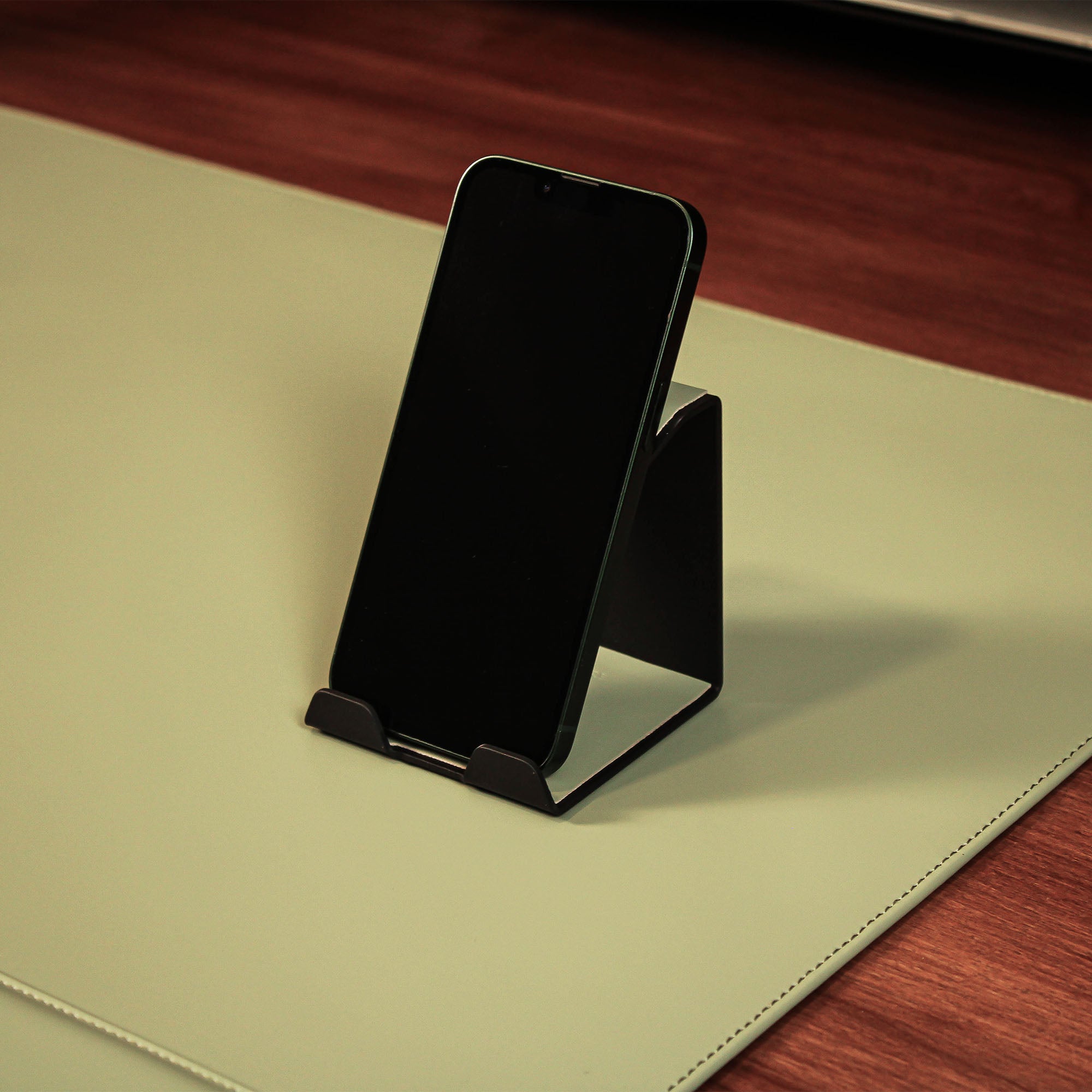Premium Mobile Phone Stand with leather overlay