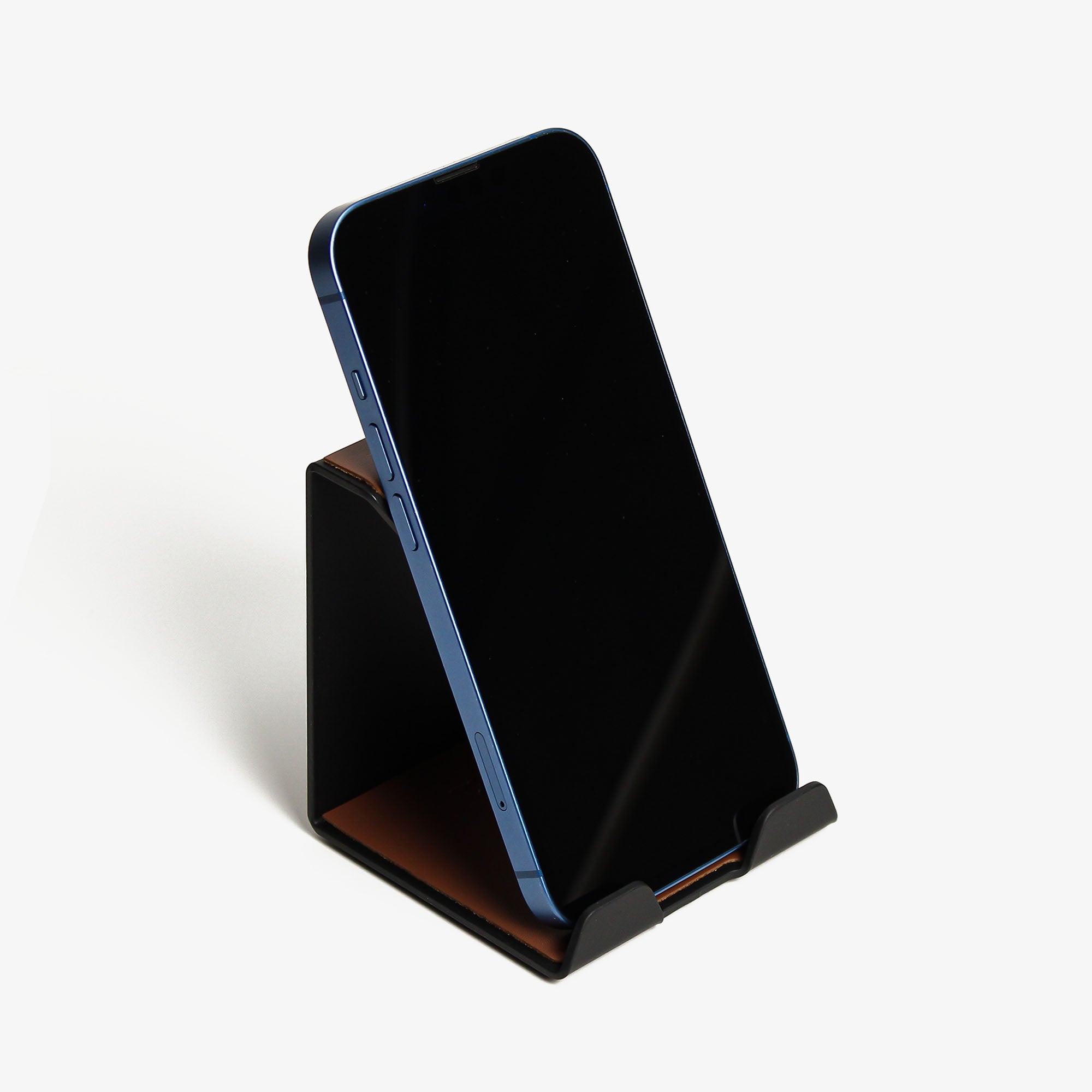 Metal Mobile Phone Stand with leather overlay