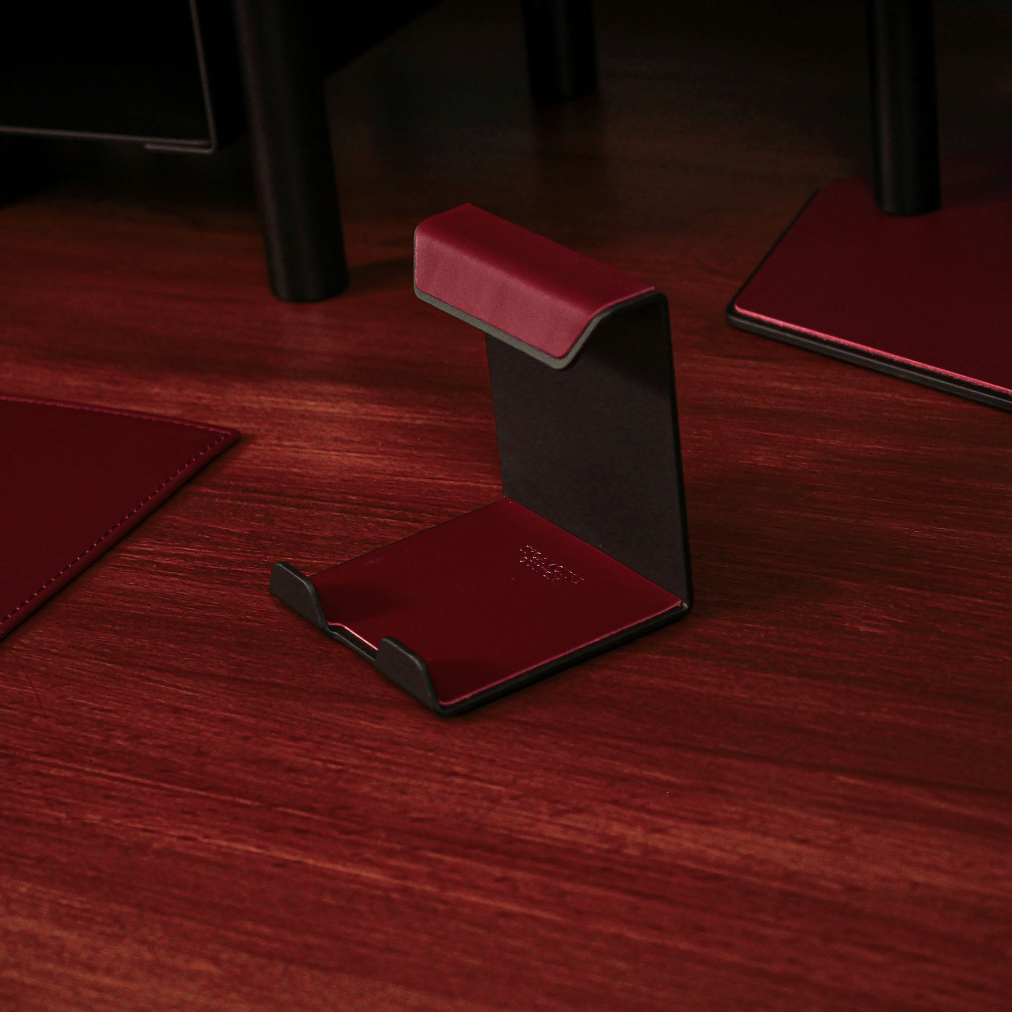 Metal Mobile Phone Stand with leather overlay