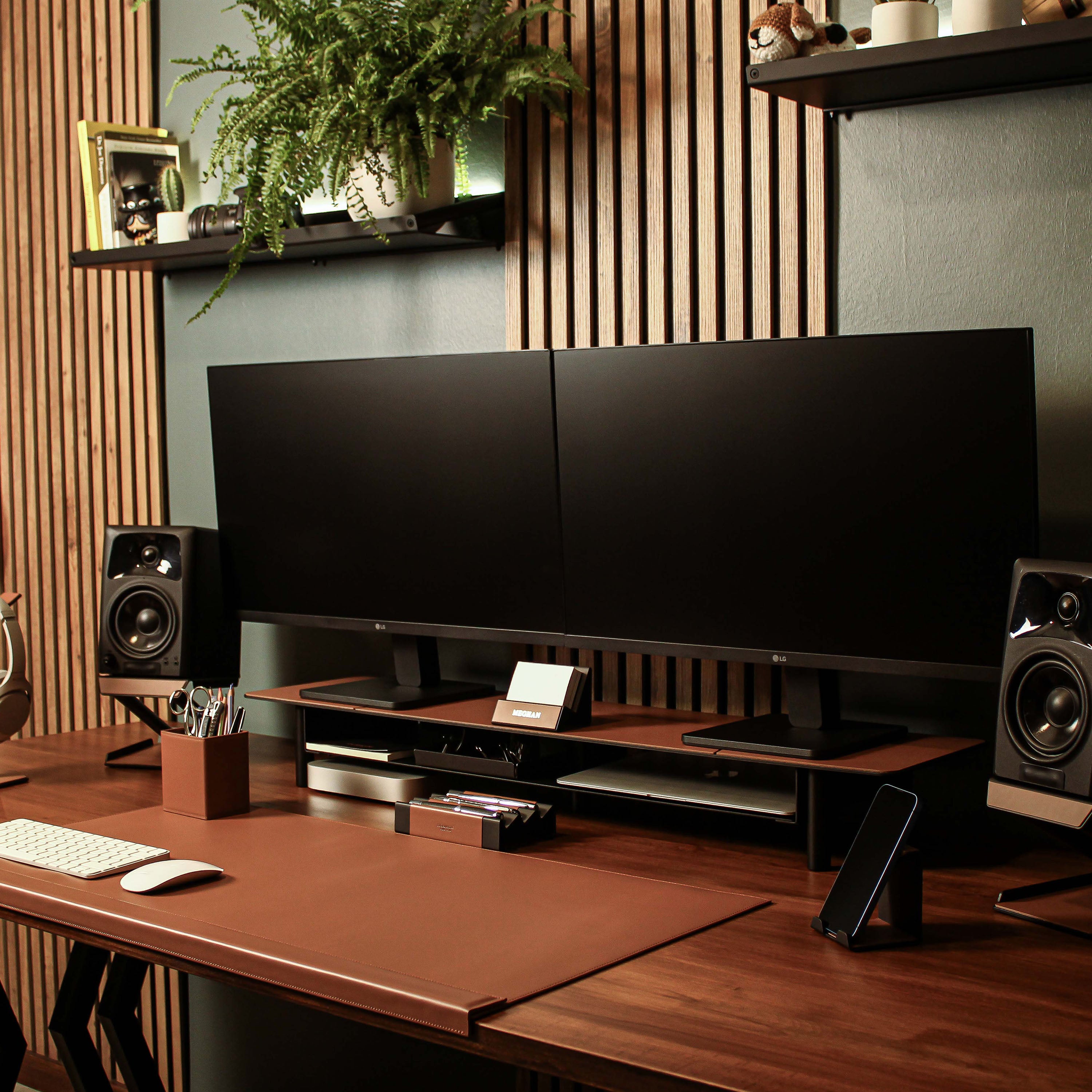 Office Business Card Holder with leather overlay