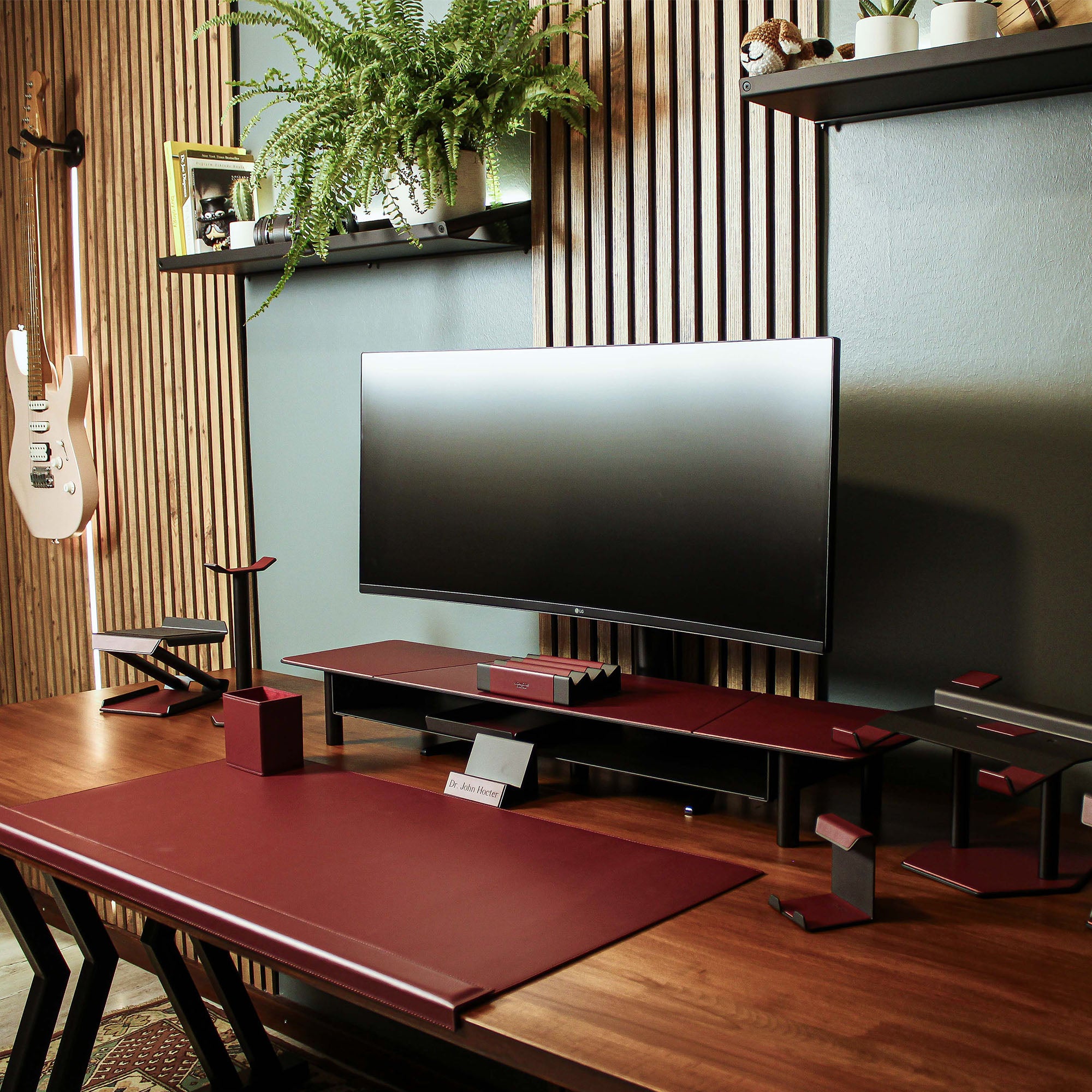 Metal Mobile Phone Stand with leather overlay