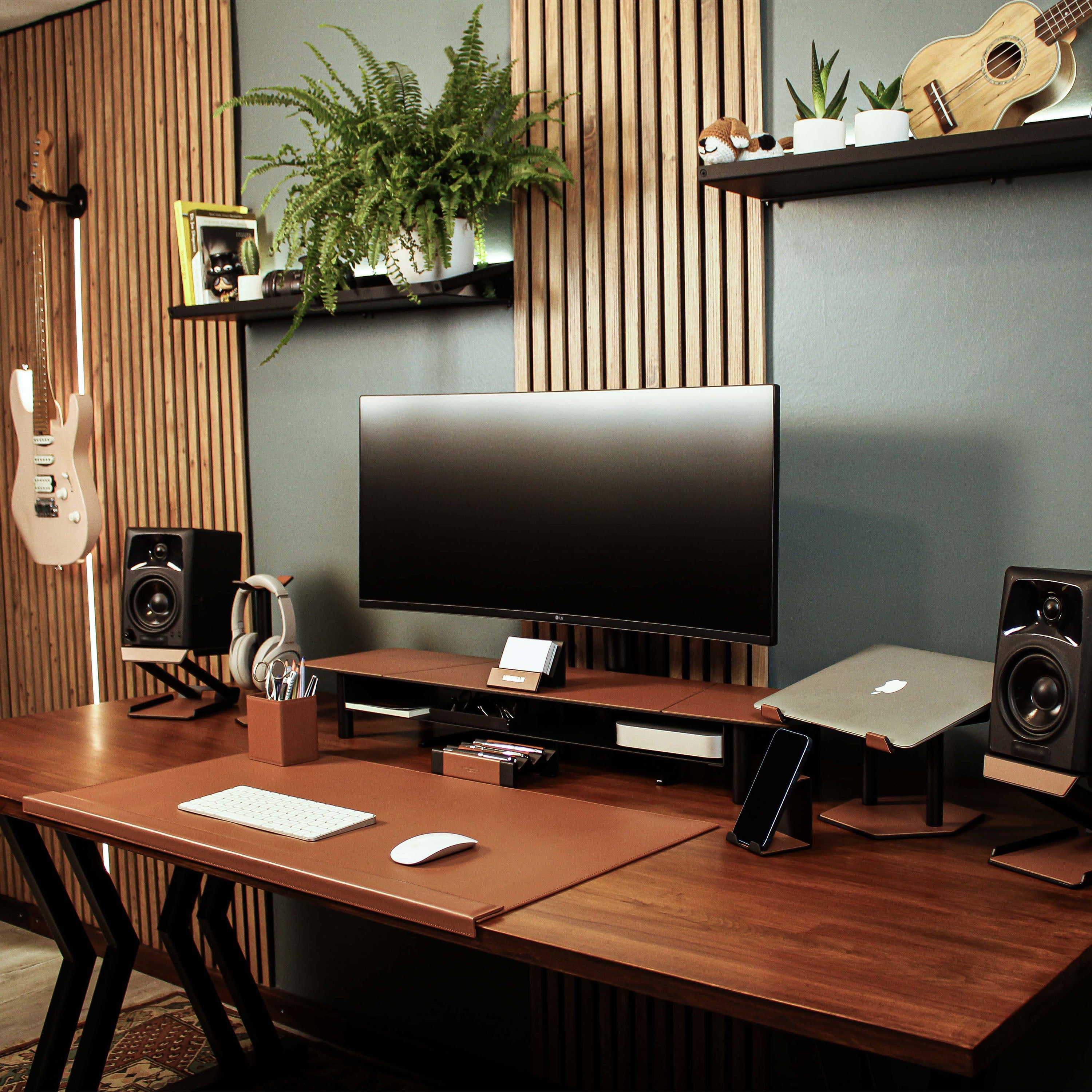 Dual Monitor Stand office desk shelf organizer