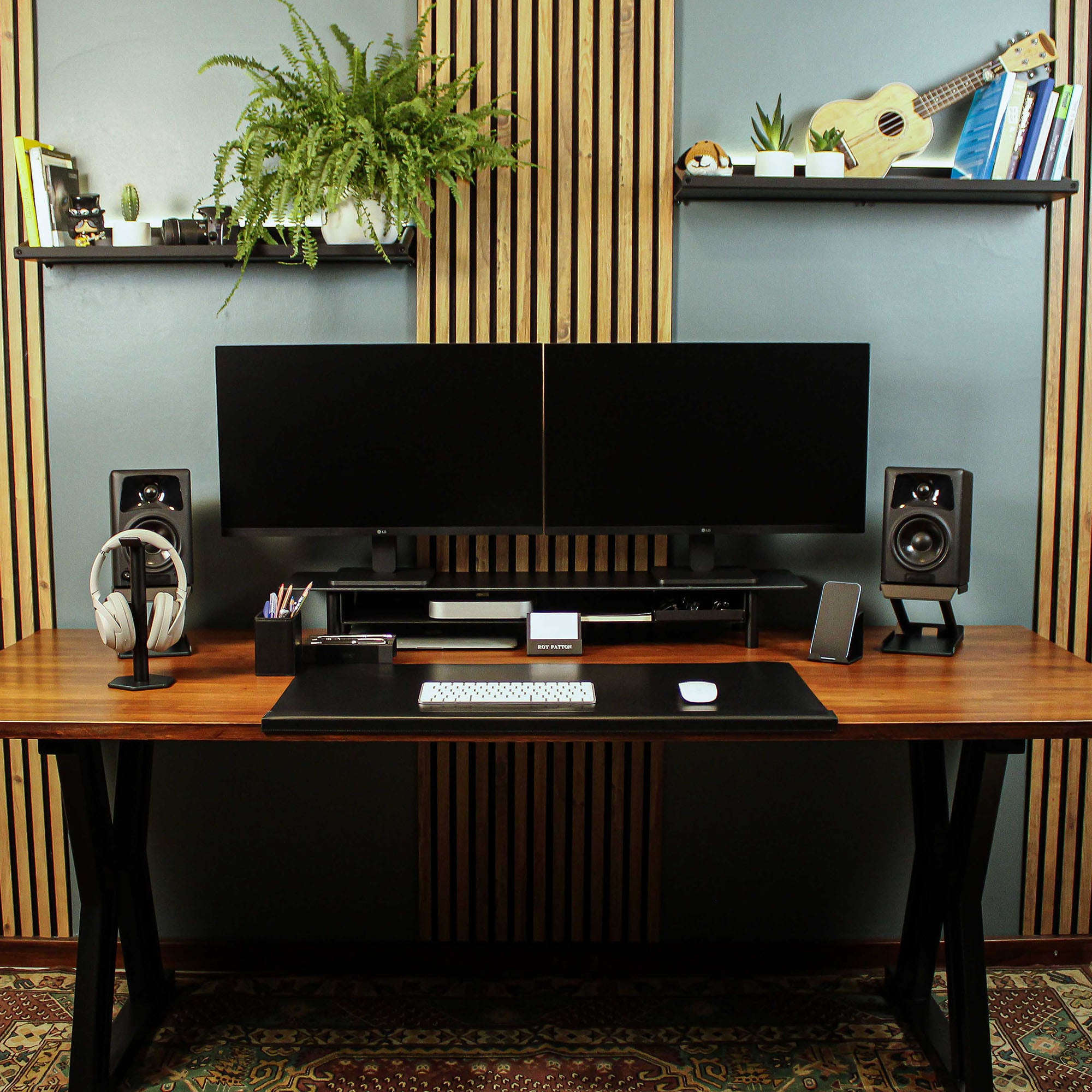 black leather desk mat
