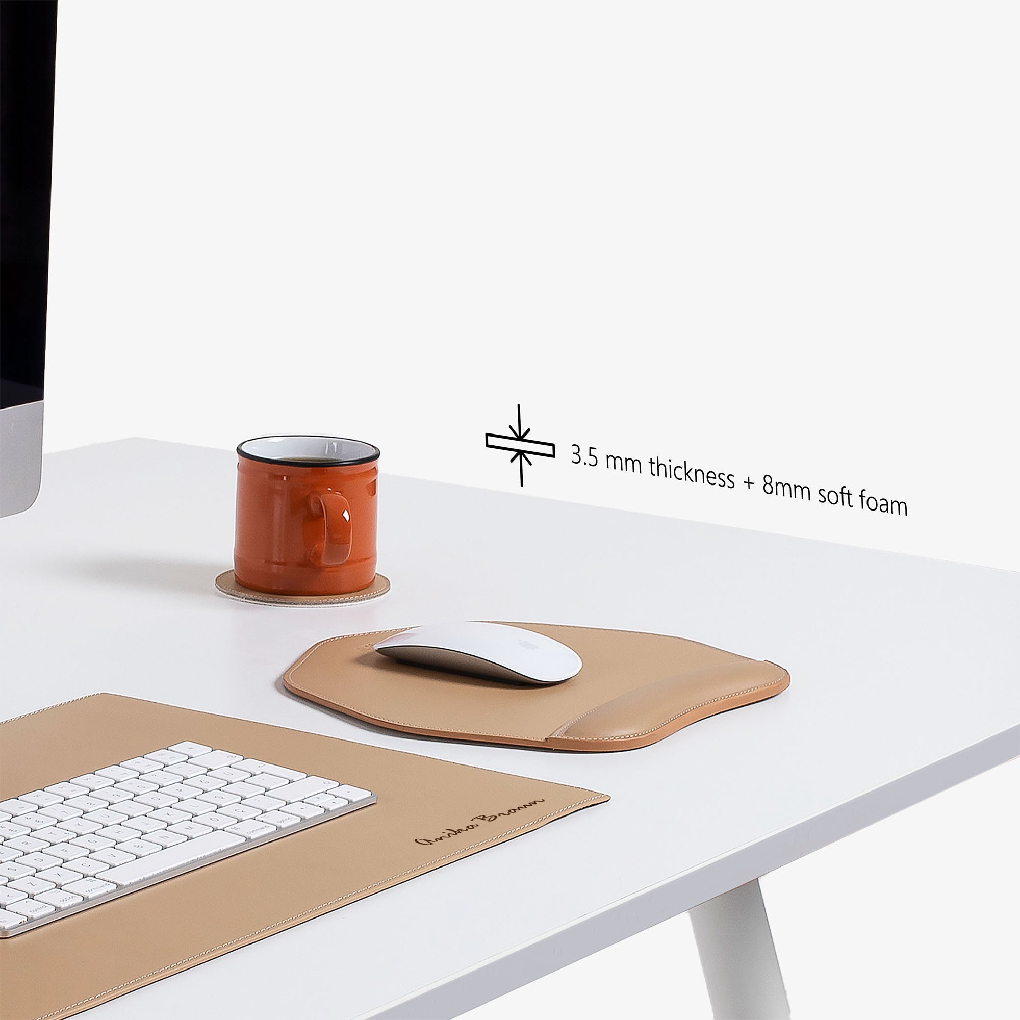 Personalized beige Mouse pad with wrist support under magic mouse