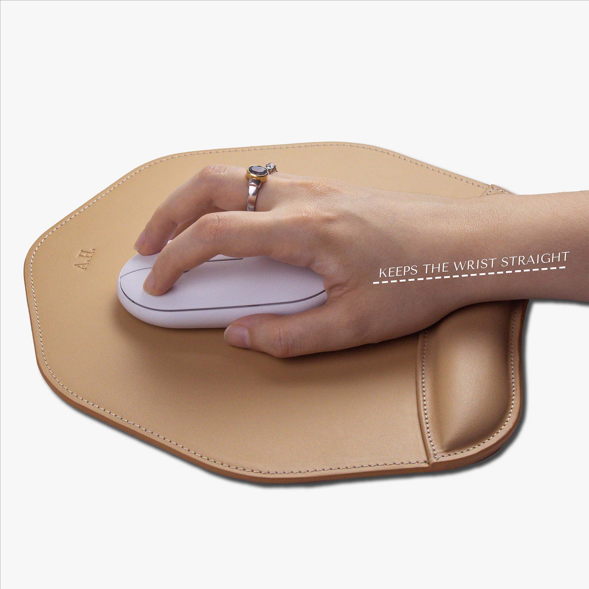 ergonomic beige Mouse pad with wrist support under magic mouse