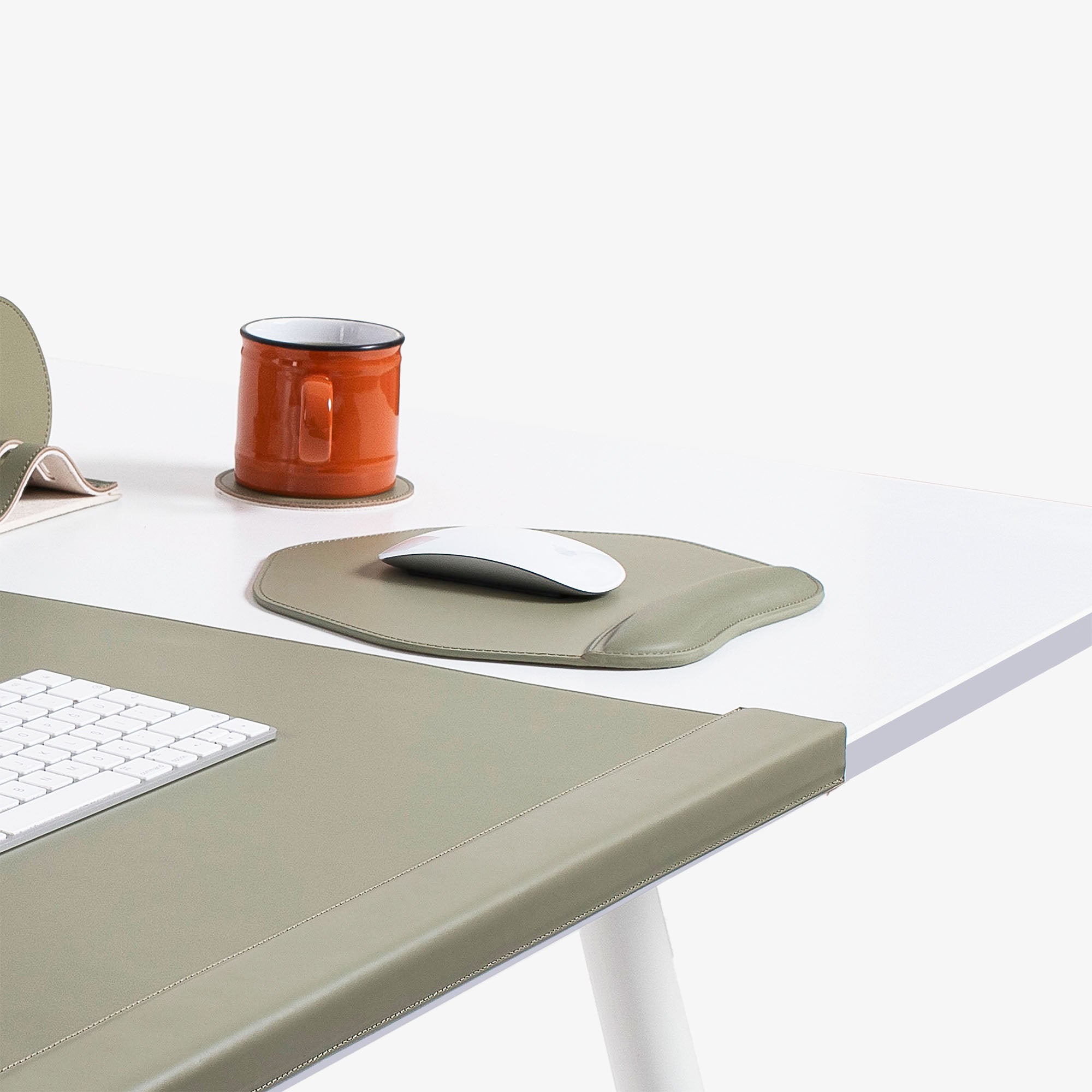 Custom green Mouse pad with wrist support under magic mouse
