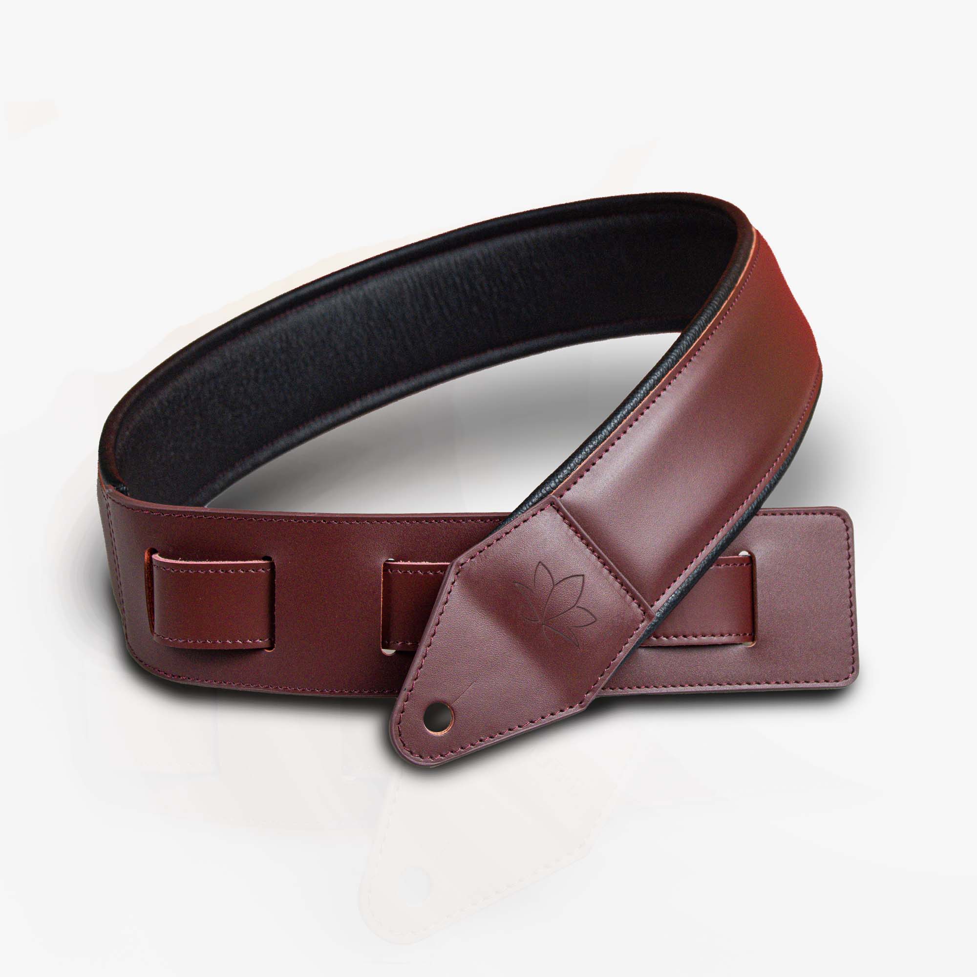 burgundy leather guitar strap