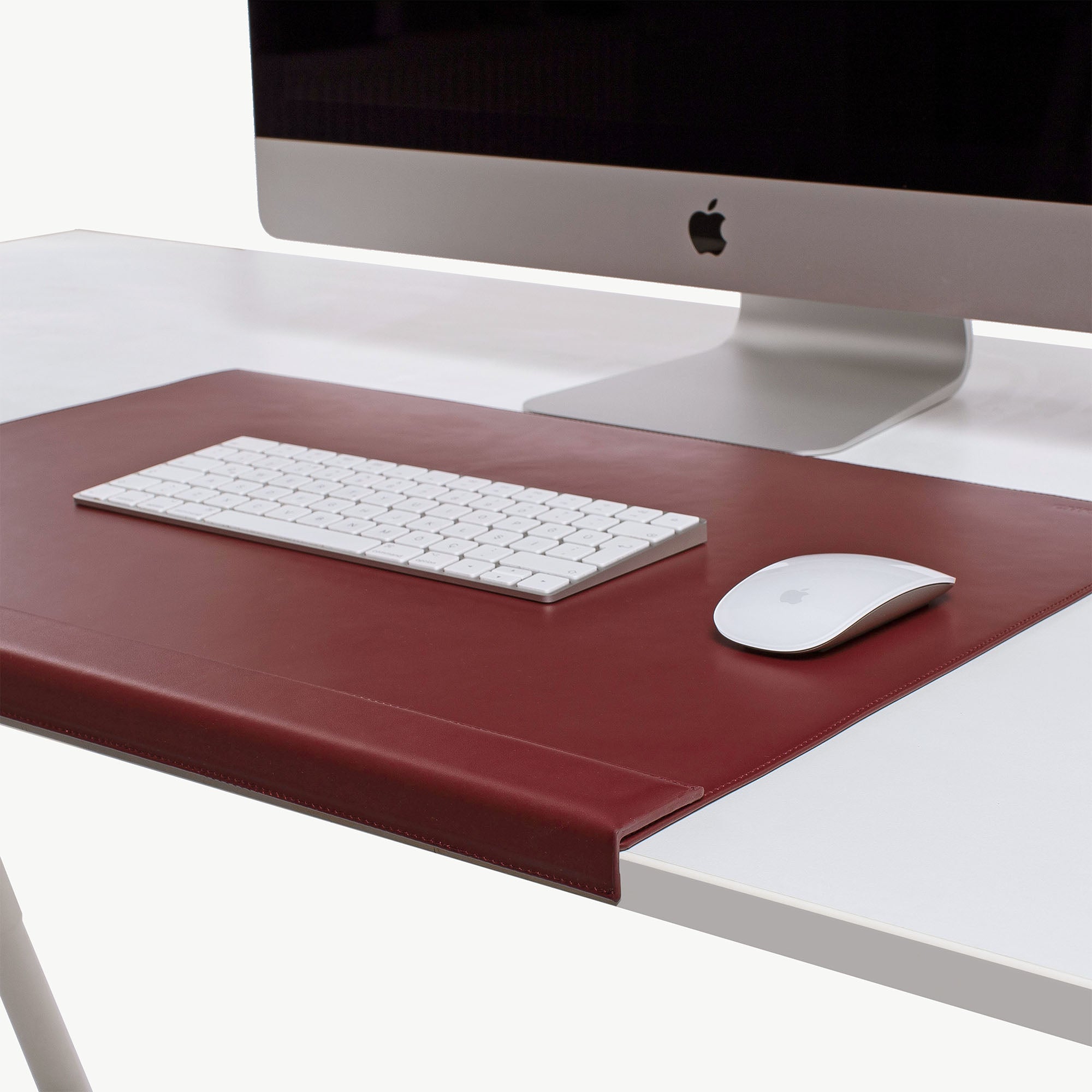 large leather desk mat on the desk with wrist rest