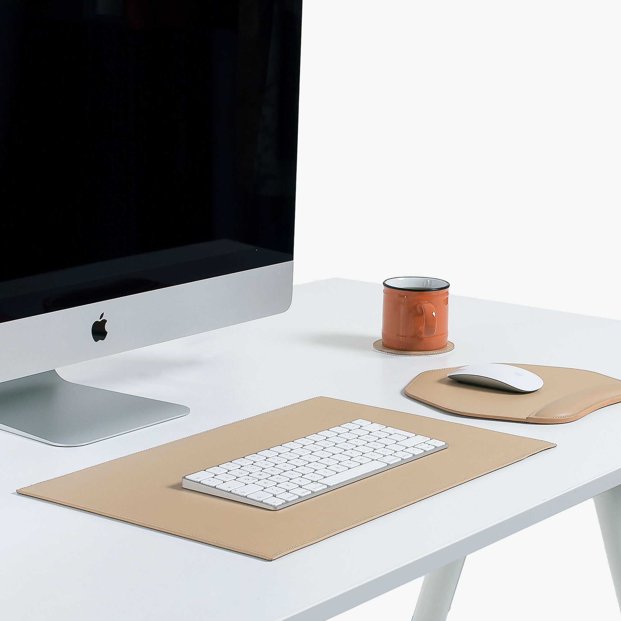 natural Leather desk mat on the desk