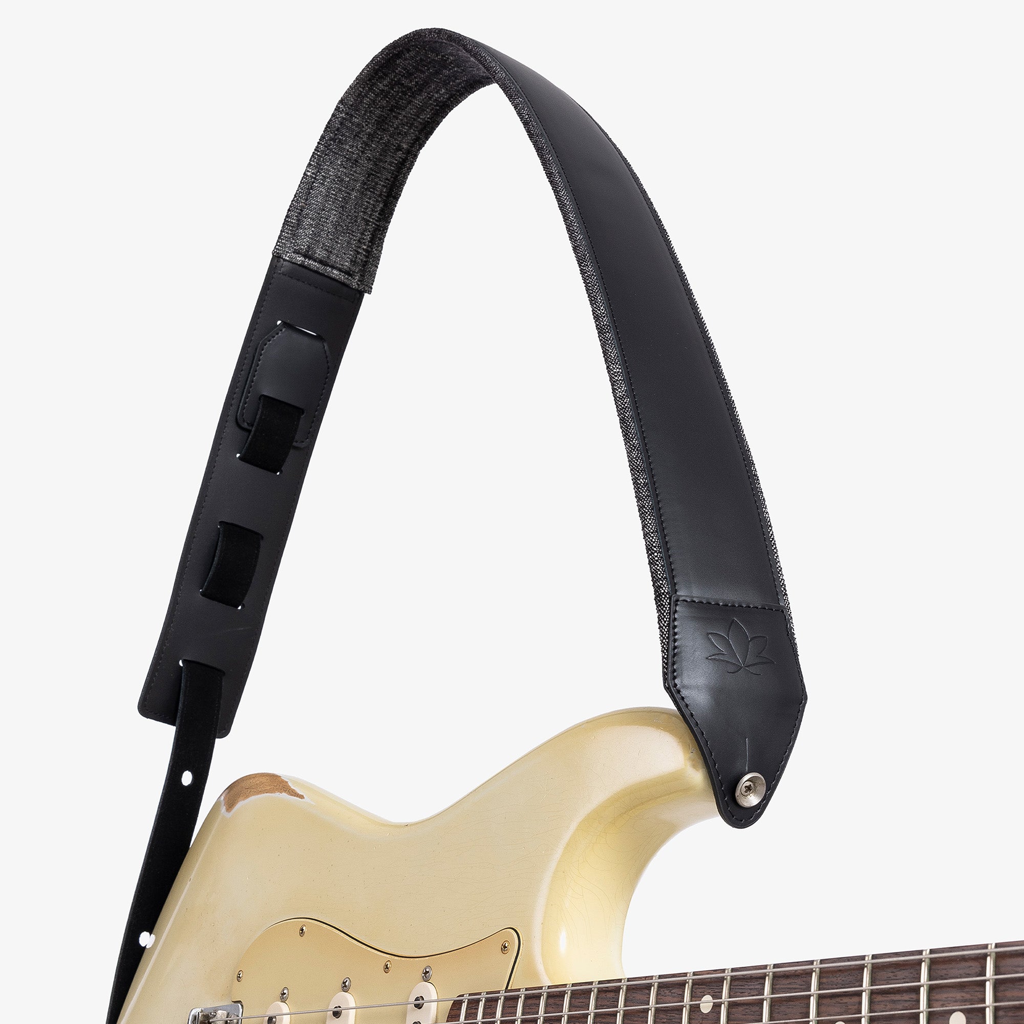 Black Padded Leather guitar strap comfortable