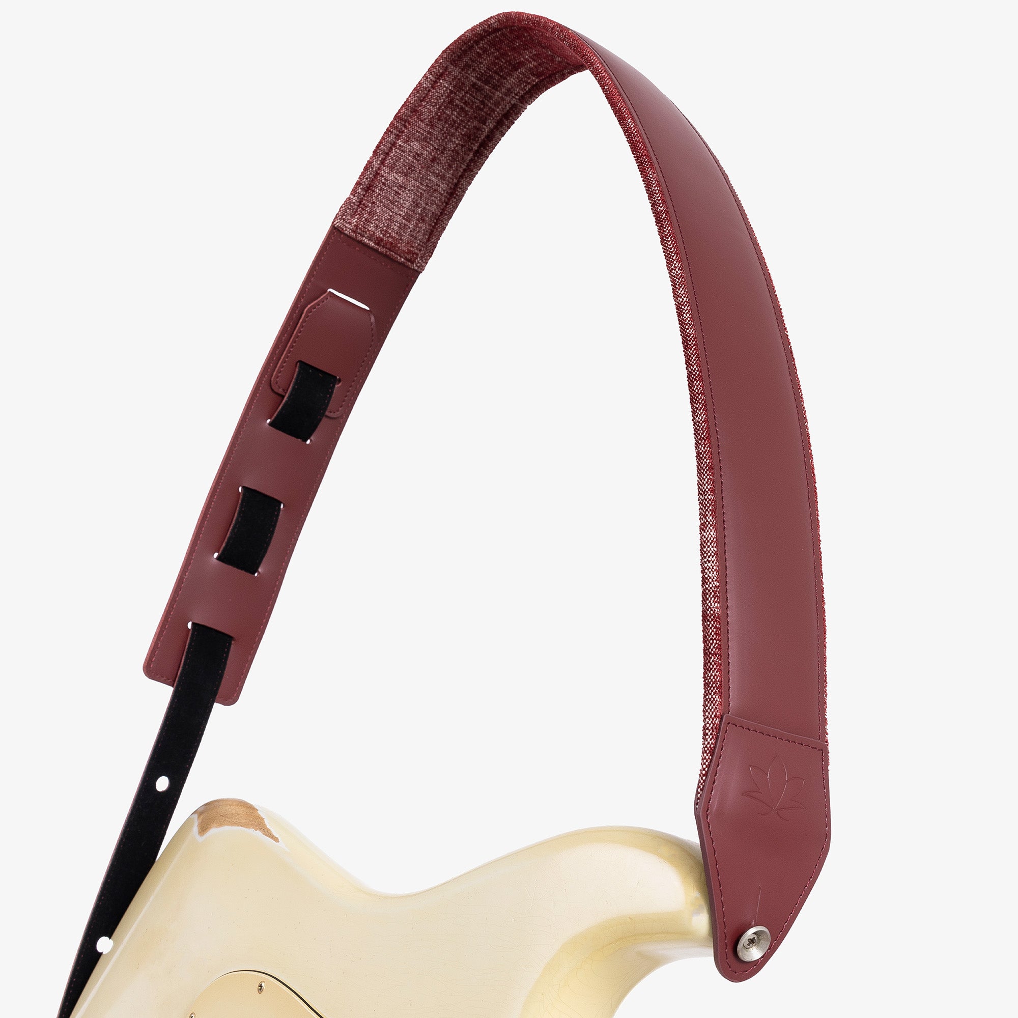 Red Padded Leather guitar strap