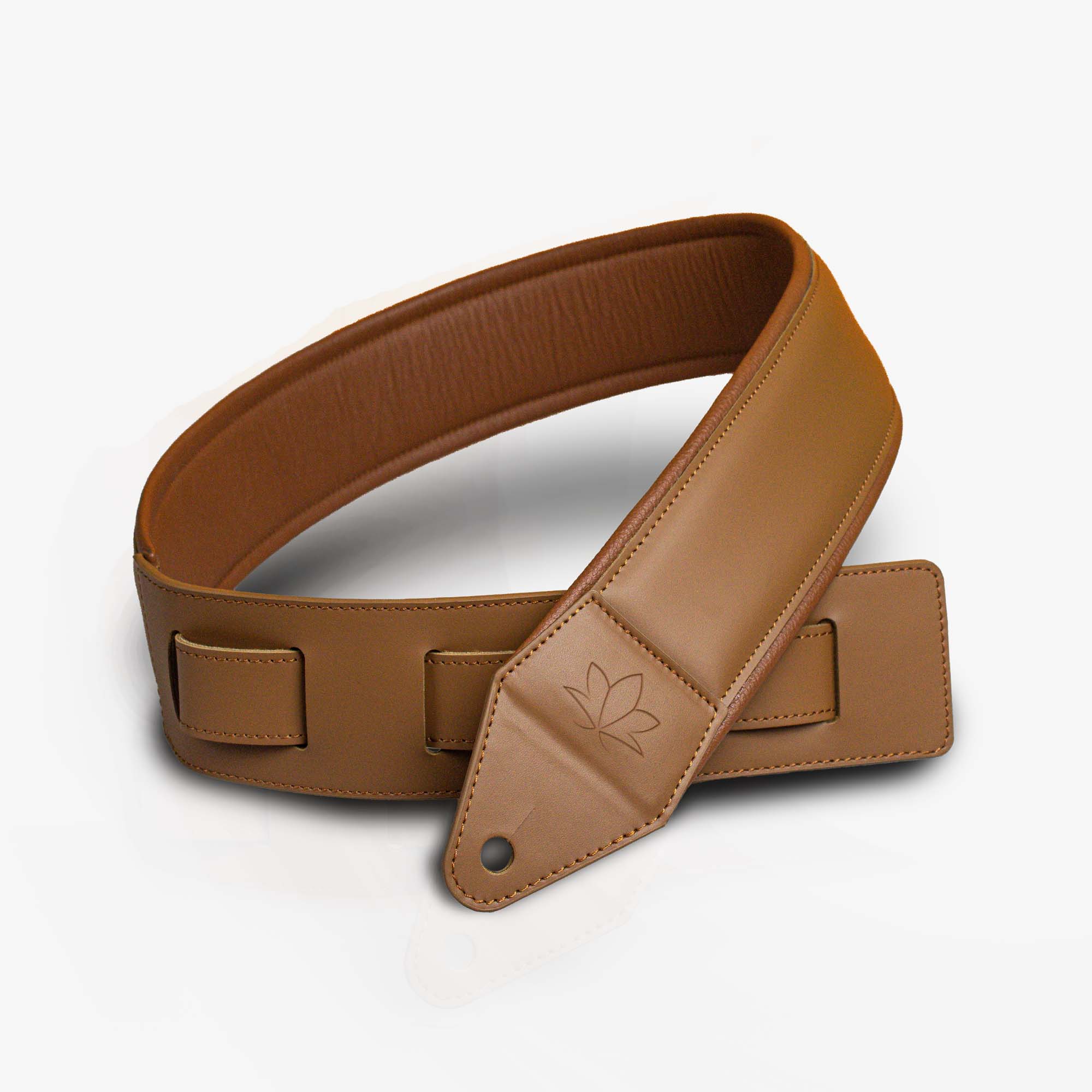 brown leather guitar strap