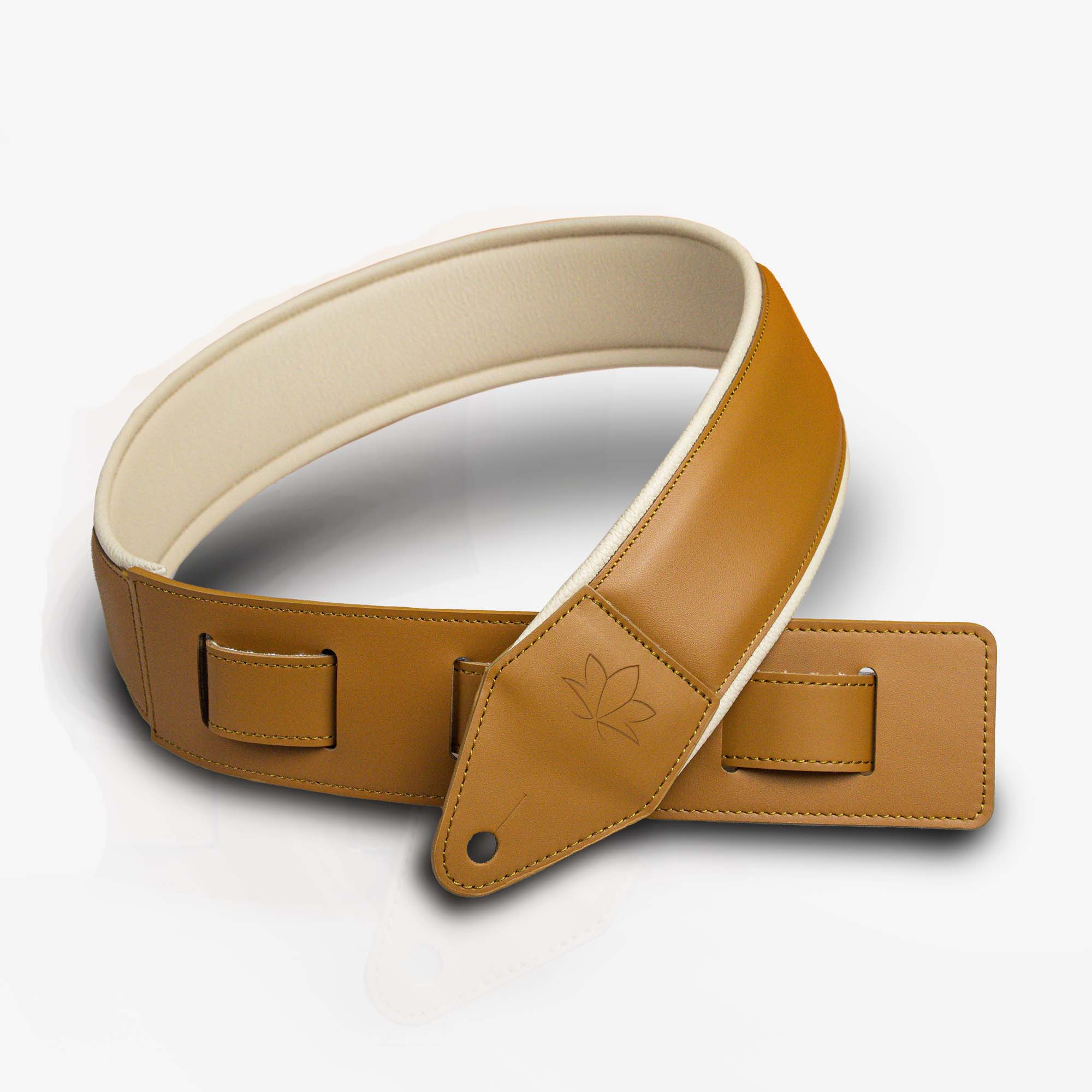 cognac leather guitar strap